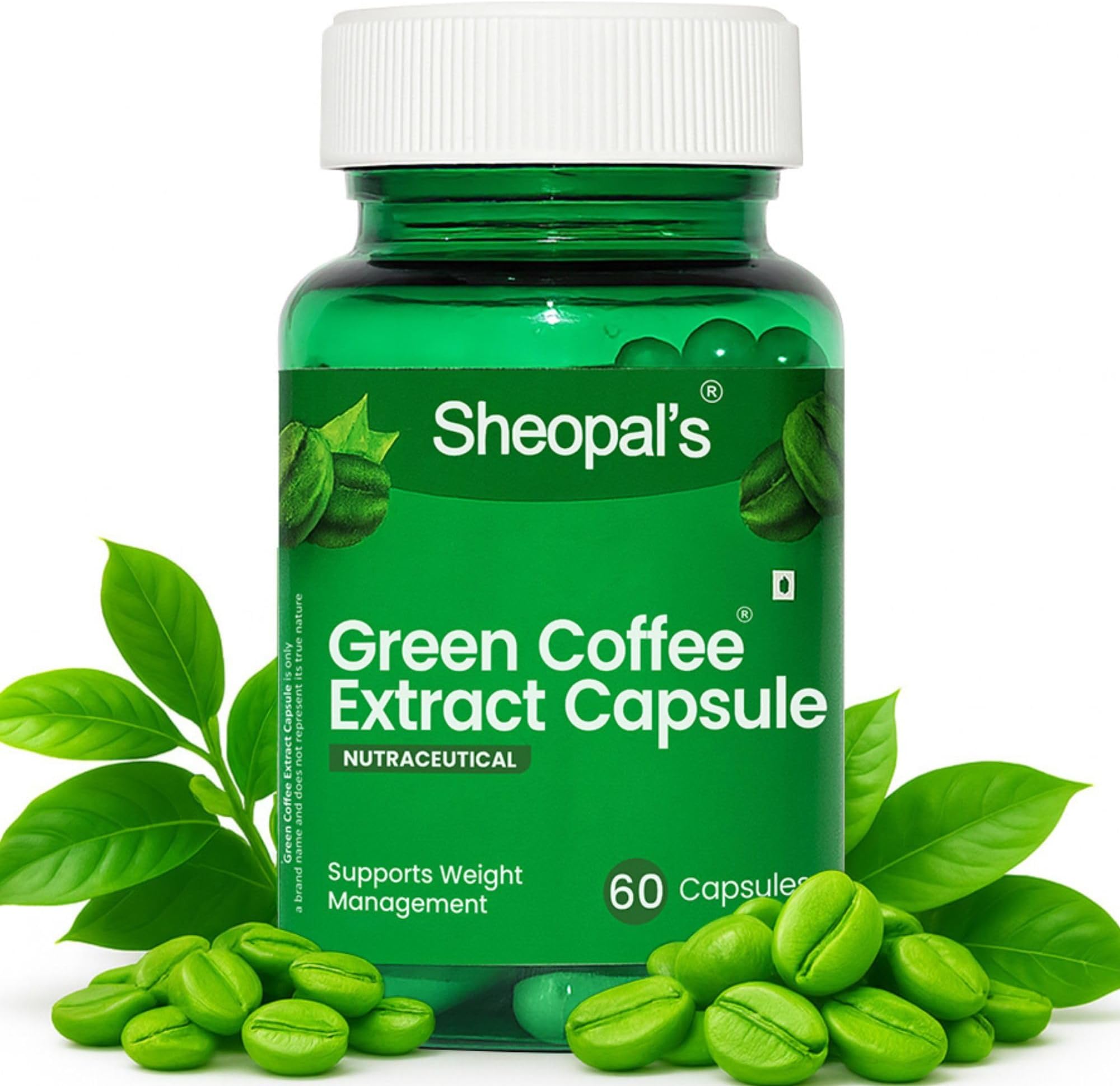Sheopals Green Coffee Extract Capsules | Natural Fat Burner Supplement | Supports Weight Management & Metabolism | Fat Burner for Weight Loss Products Supplement for Women and Men | 60 Veg Capsules