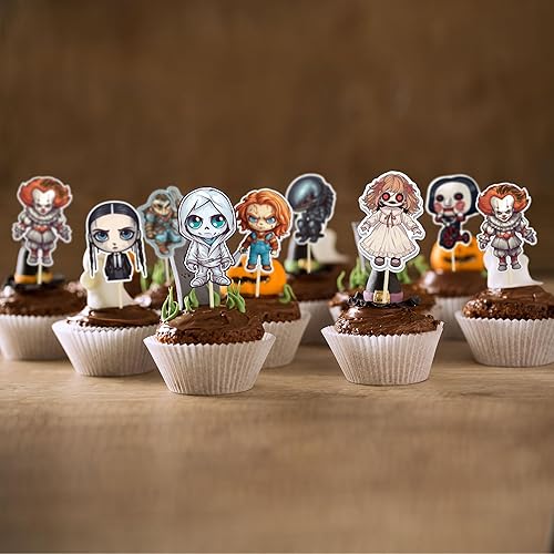 Miniatura 192 de Ephlyn 24 adornos para cupcakes de Halloween con purpurina para Halloween, murciélagos, calabaza, fantasma, decoración de cupcakes para temática