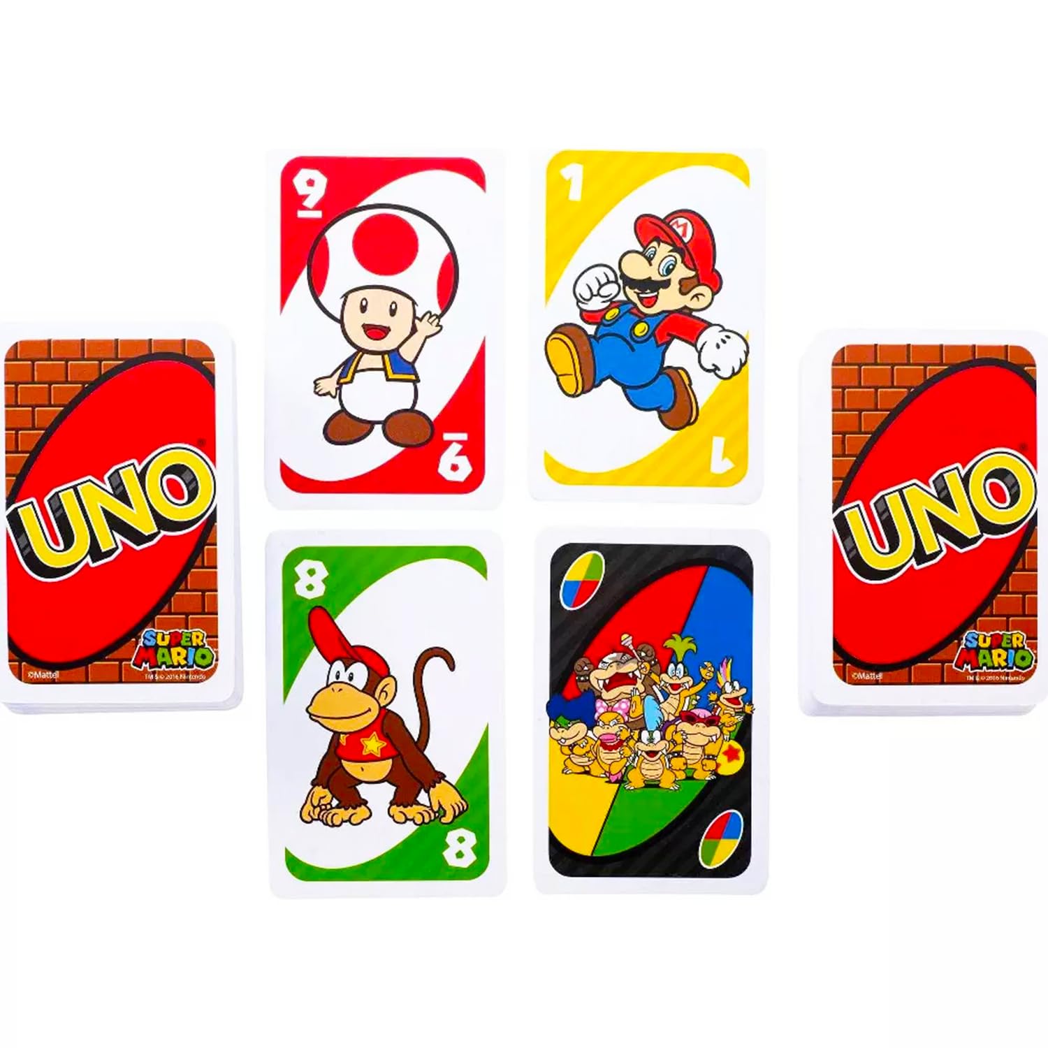 Ultimate Super Mario UNO Lot de cartes – Ensemble avec 2 jeux de cartes de jeu vidéo UNO pour enfants et autocollants, plus | Activités Super Mario Bros pour enfants, soirée de jeu en famille