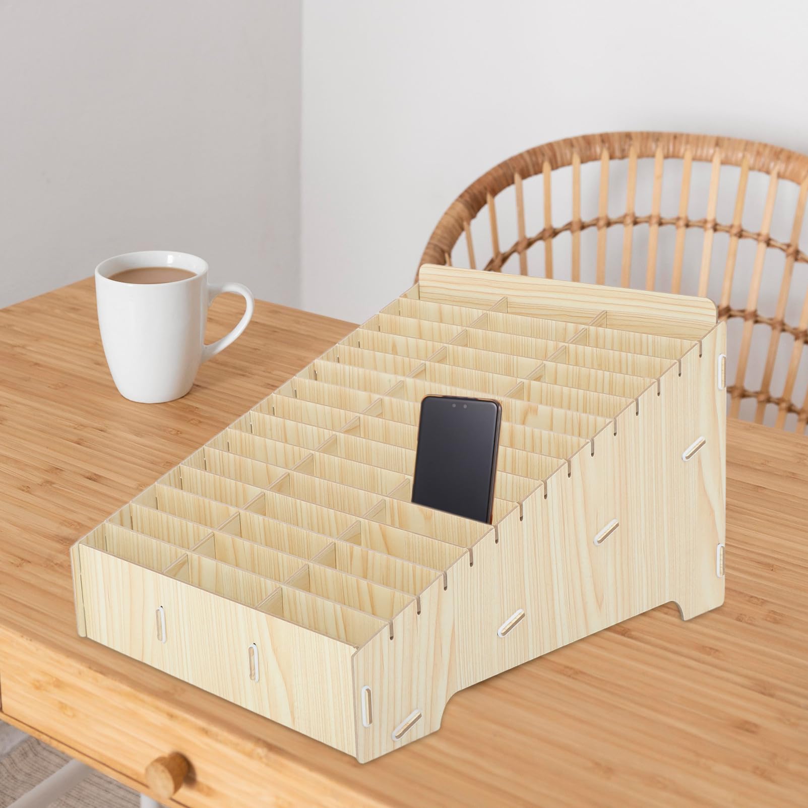 GALPADA Scatola Organizer in Legno D'acero 45 Scomparti Multiuso, Portaoggetti per Piccoli Articoli e Materiale da Ufficio, per Scuola e Aula