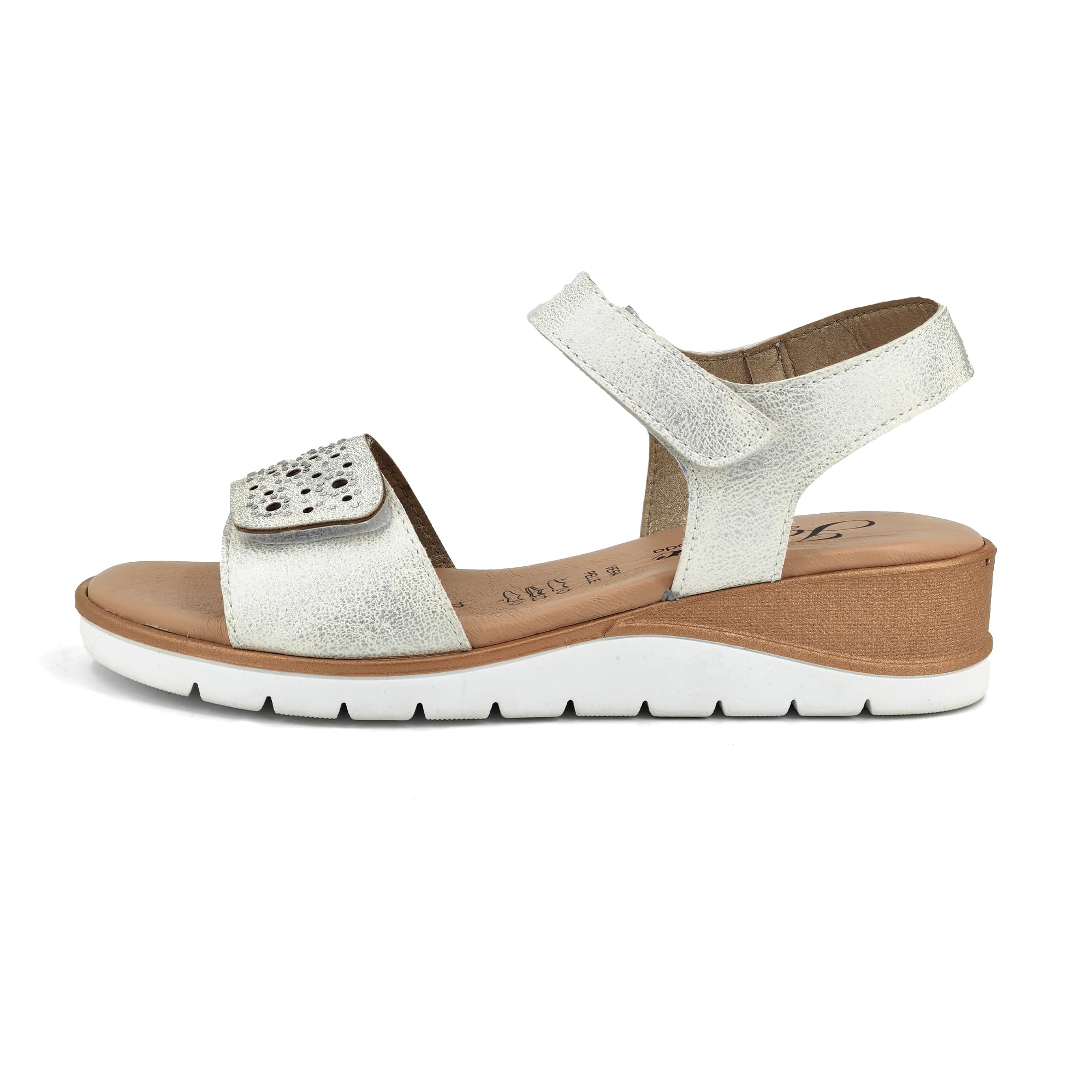 JOMIX Sandalias Mujer Verano con Banda Ajustable Fabricadas en Italia Sandalias Cuña Mujer con Plantilla de Piel Auténtica