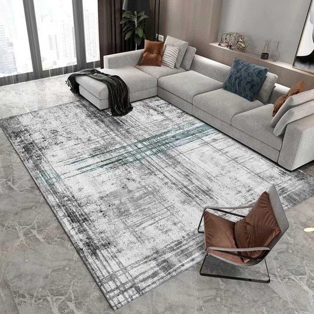 Tapis moderne salon flanelle gris vert grand tapis chambre 100x160