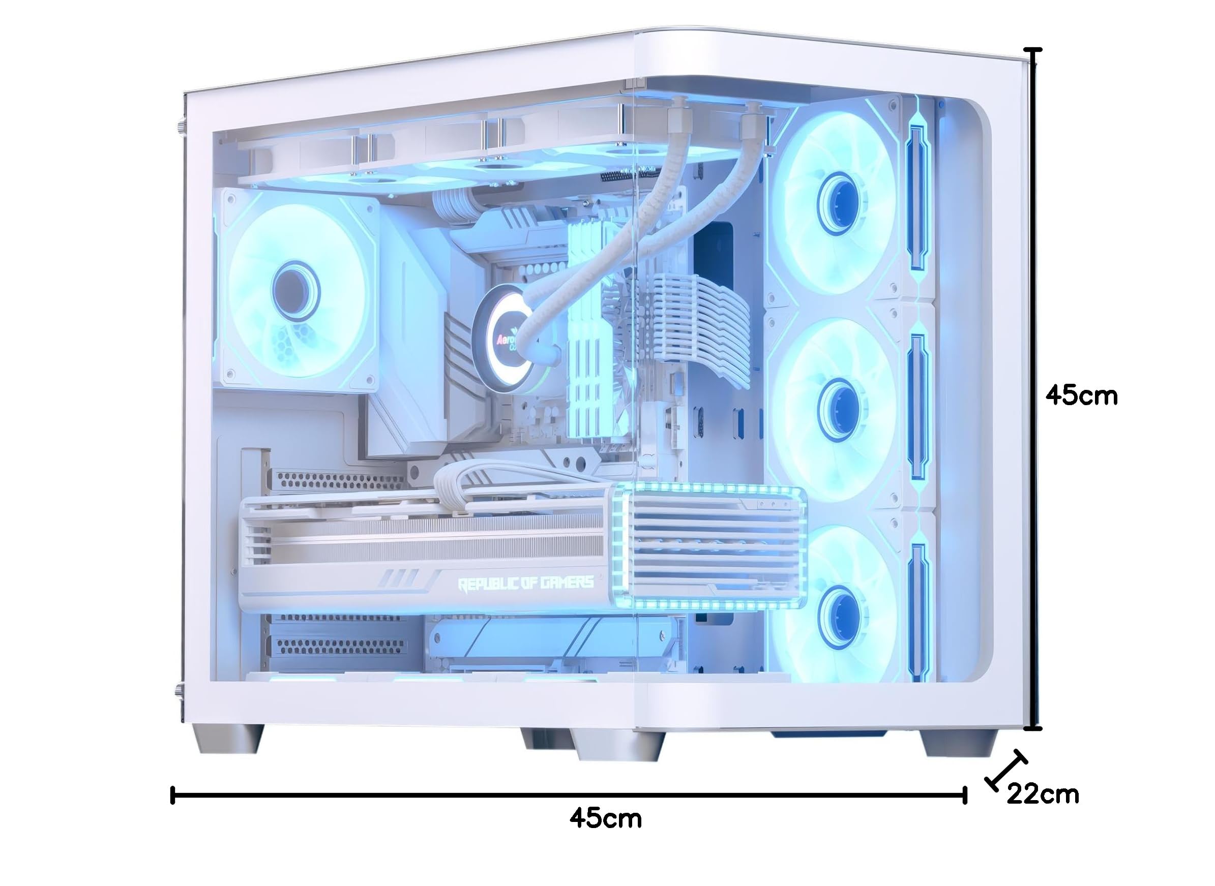 AeroCool GEH Midi P500C-G-WT-V1 o.N. Full Tempered Glas (Wh)