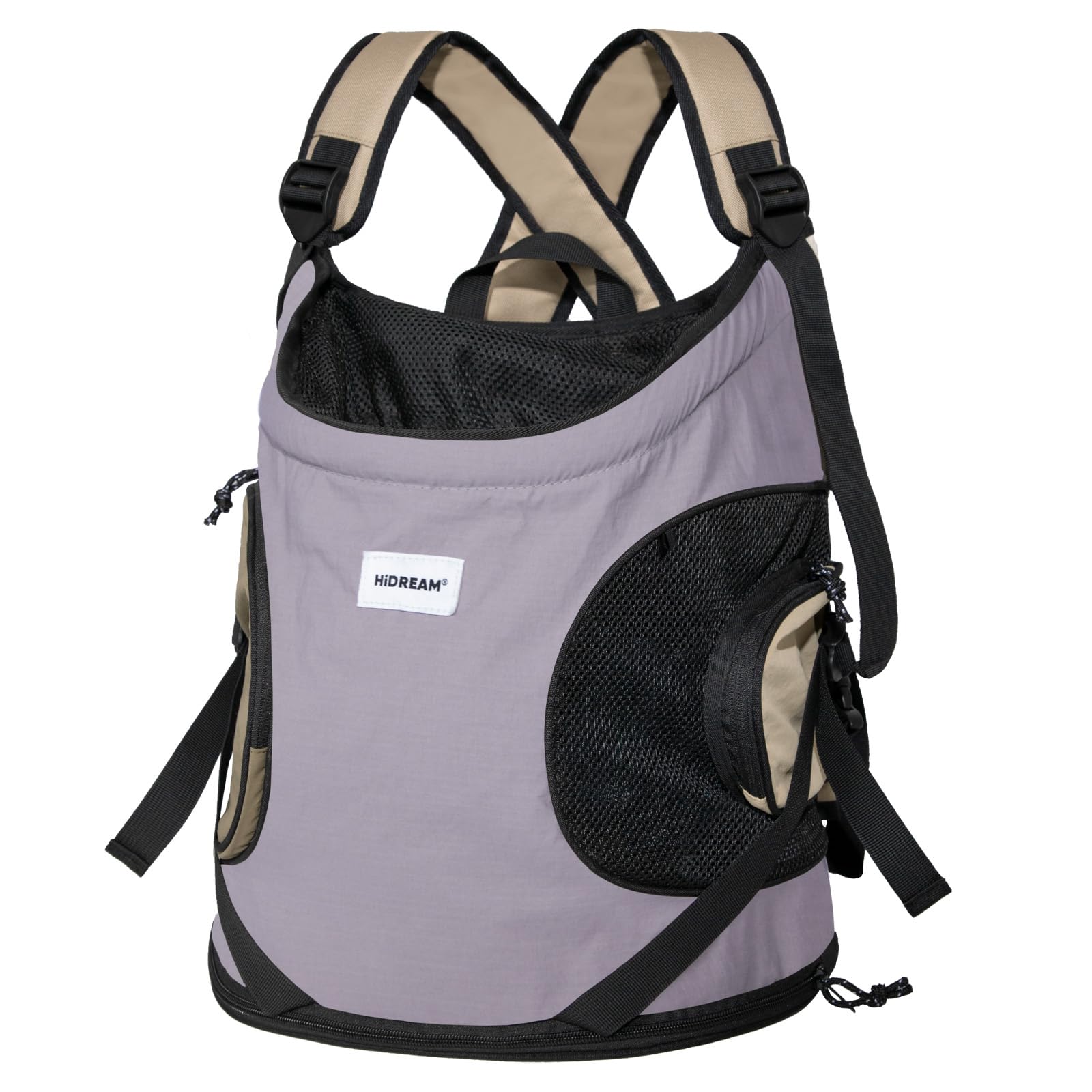 Duuclume Dog Front Carrier Backpack, Adjustable Dog Pet Cat Chest Carrying Bag, Comfortable Canvas & Mesh Backpack Suitable for Up to 19 Pounds Puppy Cat Traveling Hiking Camping (Purple)
