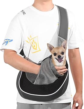 Amazon Caudblor 小型犬用のペットスリング メッシュジッパーポケット付きの抱っこ紐 調節可能なパッド入り斜めショルダーストラップ付きのペットキャリア 猫用の旅行安全キャリングバッグ 最大2 5kg S Caudblor キャリーバッグ スリング 通販
