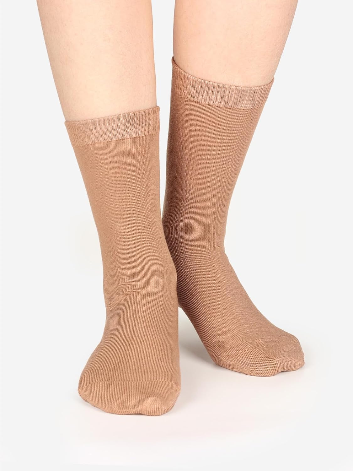 COTTON DAY Women's Soft Combed Cotton Dress Socks Seamless Toe Black White Gray Navy Blue Brown Beige - Image 7