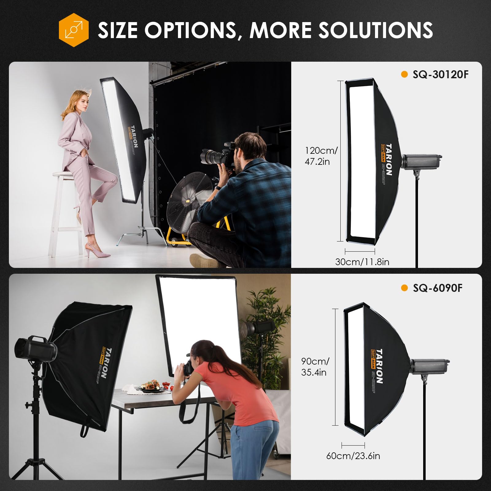 TARION Składany softbox z uchwytem Bowens: 30 x 120 cm Quick Release Softbox z brokatem Strip Square Soft Box Stripbox do studia fotograficznego wideo lampa błyskowa SOFTBEAM (SQ-30120F)