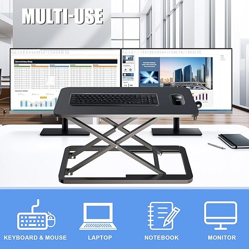 Miniatura 4 de Elevador de teclado para escritorio convertidor de escritorio de pie ajustable de 23.6 pulgadas, elevador de mesa para estar de pie, elevador de