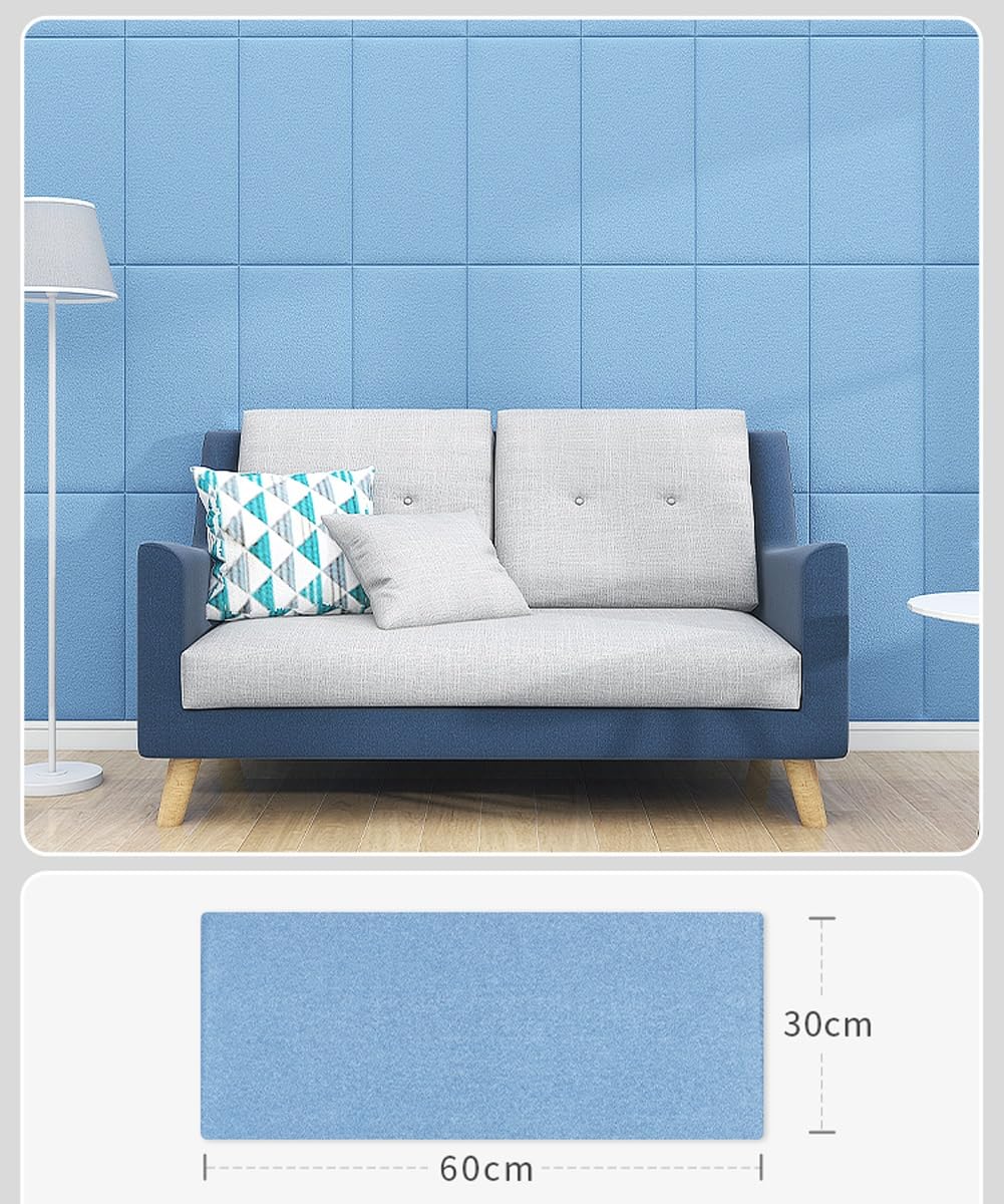 Adesivi 3D per Testata Letto, Pannelli Imbottiti per Pareti, 30X60 cm Paracolpi Muro Bambini, Isolamento e Protezione Dal Freddo, Autoadesive(Blu,10pcs)