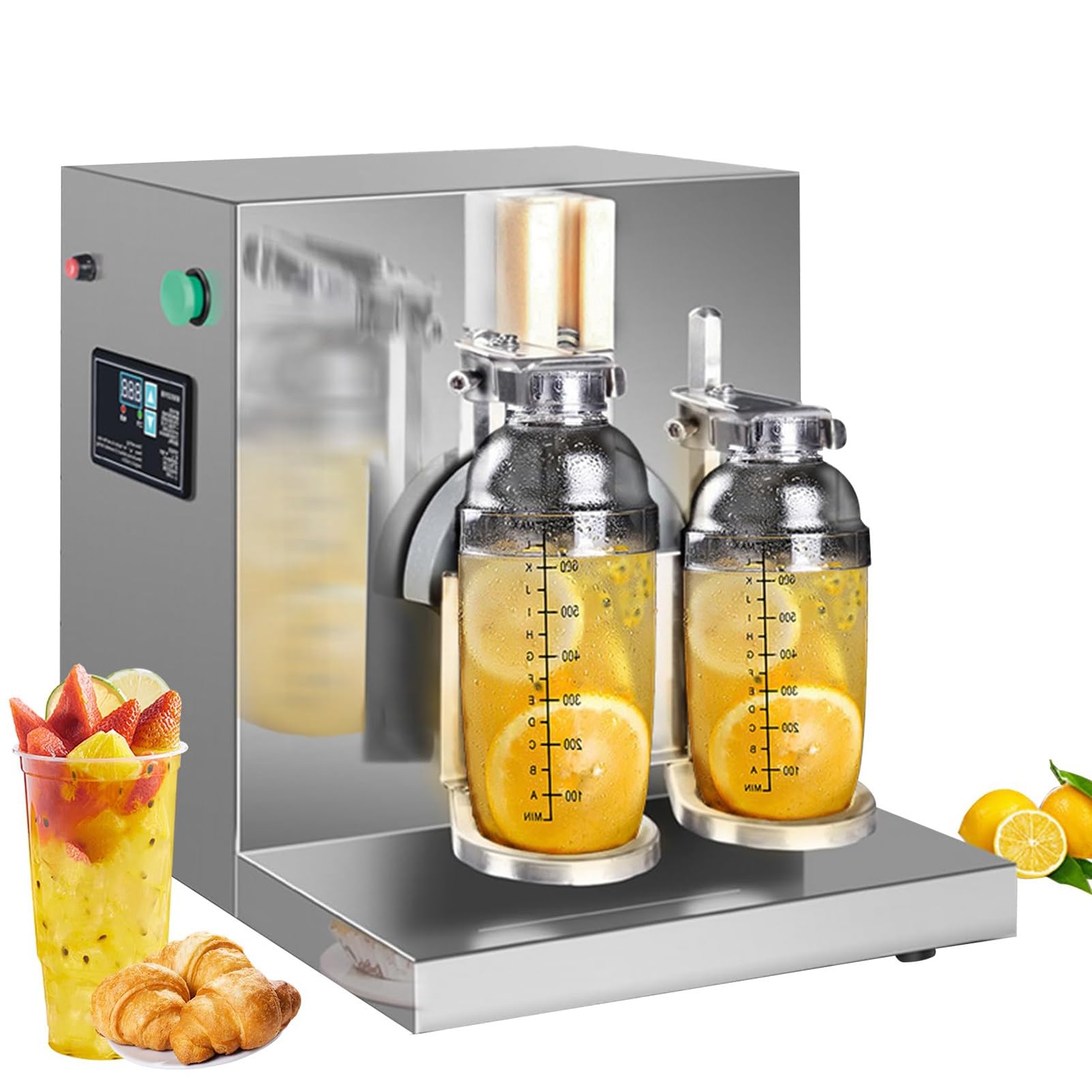 Automatische Milchtee-Shaker-Maschine, Zwei 360°-Shakerköpfe - elektrischer Shaker, automatische Shaker-Maschine mit 2 750-ml-Schneegrammbechern,