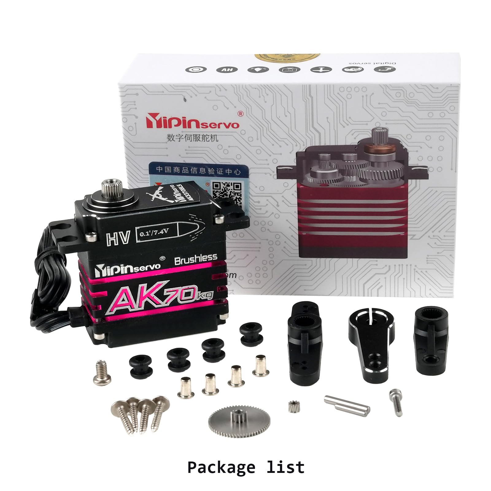 DIYmall 70kg High Torque Digital Servo Full Metal Gears Brushless Motor IP67 180 Degree Magnetic Coding Servo for Car Aircraft Robot