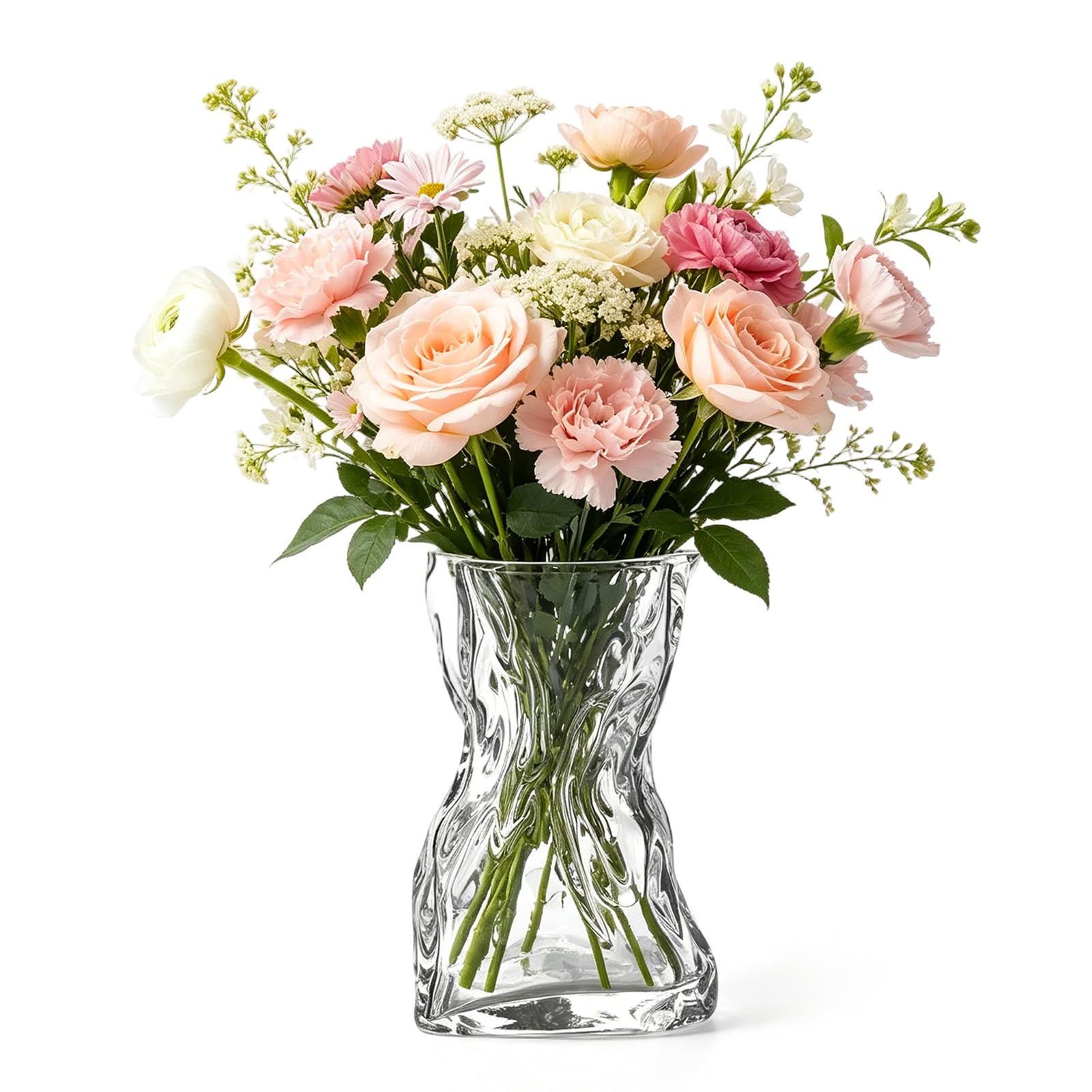 Jarrones decorativos de cristal grueso DASIAUTOEM de 20 cm para centro de mesa