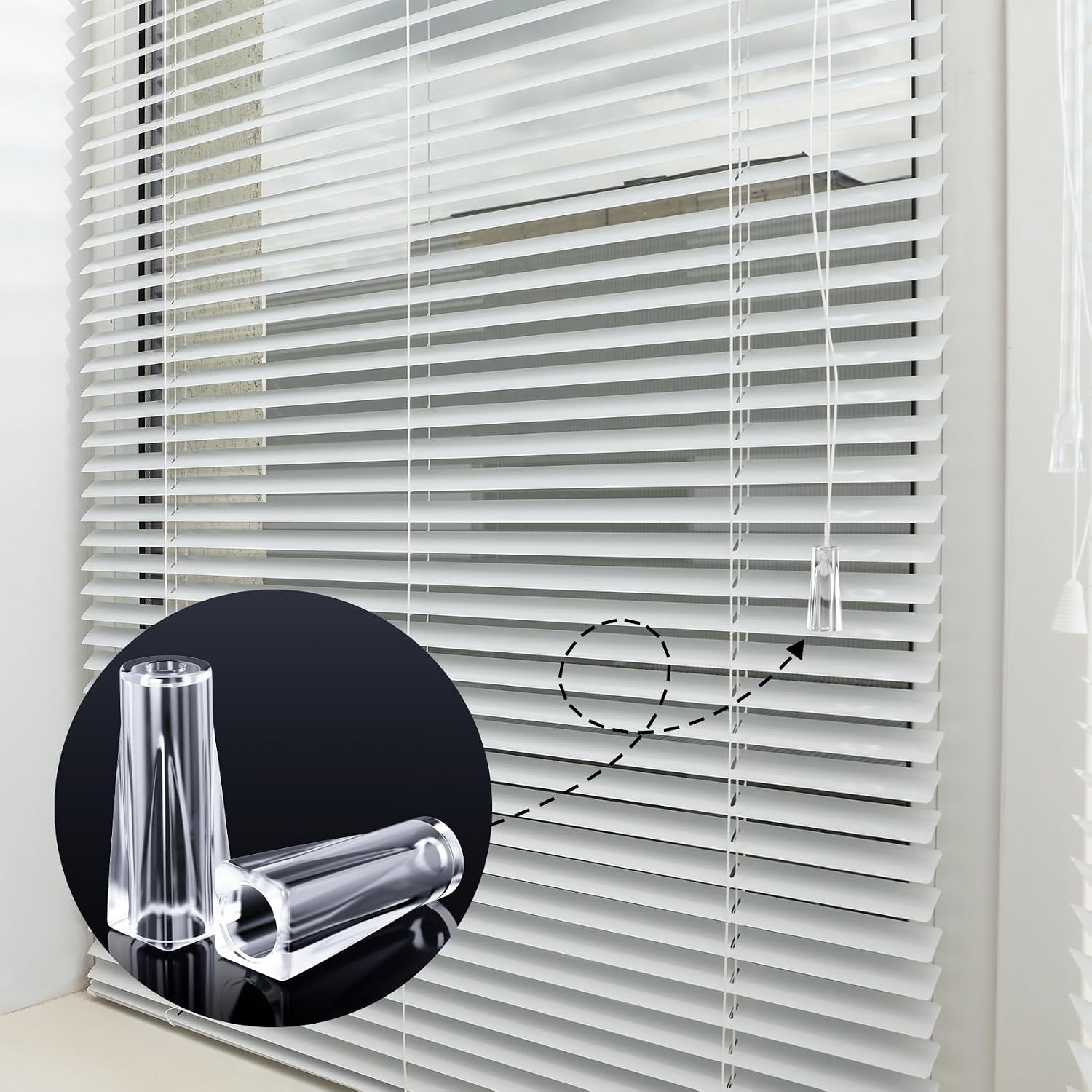 Blind Pull Cord Knobs 40pcs, Clear Plastic Window Blind String Drawstring Tassels Drops Pull End Cord Condenser for Blinds Roman Shades Curtain Crafts