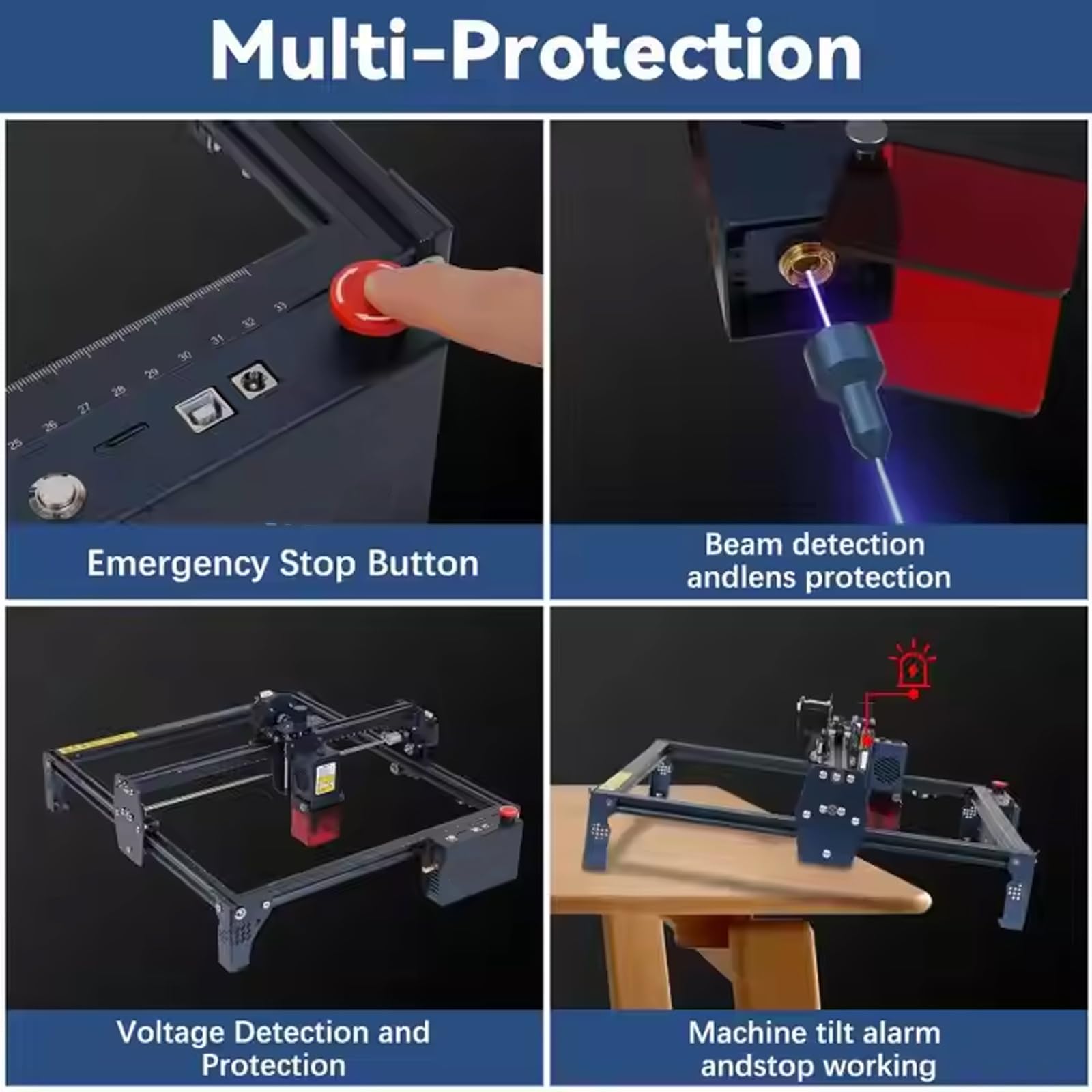 Minimáquina de Grabado y Corte, cortadora de Escritorio con área de Trabajo de 330 x 330 mm y múltiples Protecciones de Seguridad, para Grabar Madera, acrílico, Papel, plástico, Cuero y Hojas