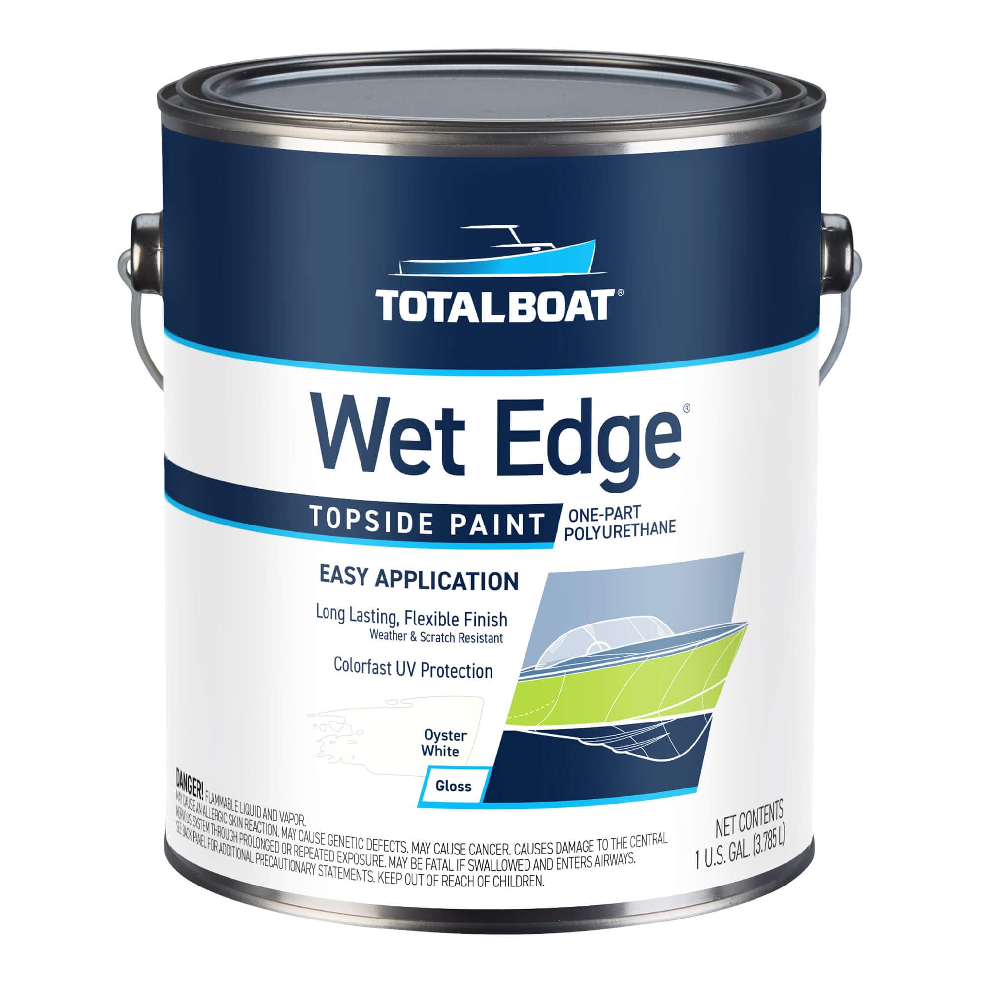 TotalBoatWet Edge Marine Topside Paint for Boats, Fiberglass, and Wood (Oyster White, Gallon)