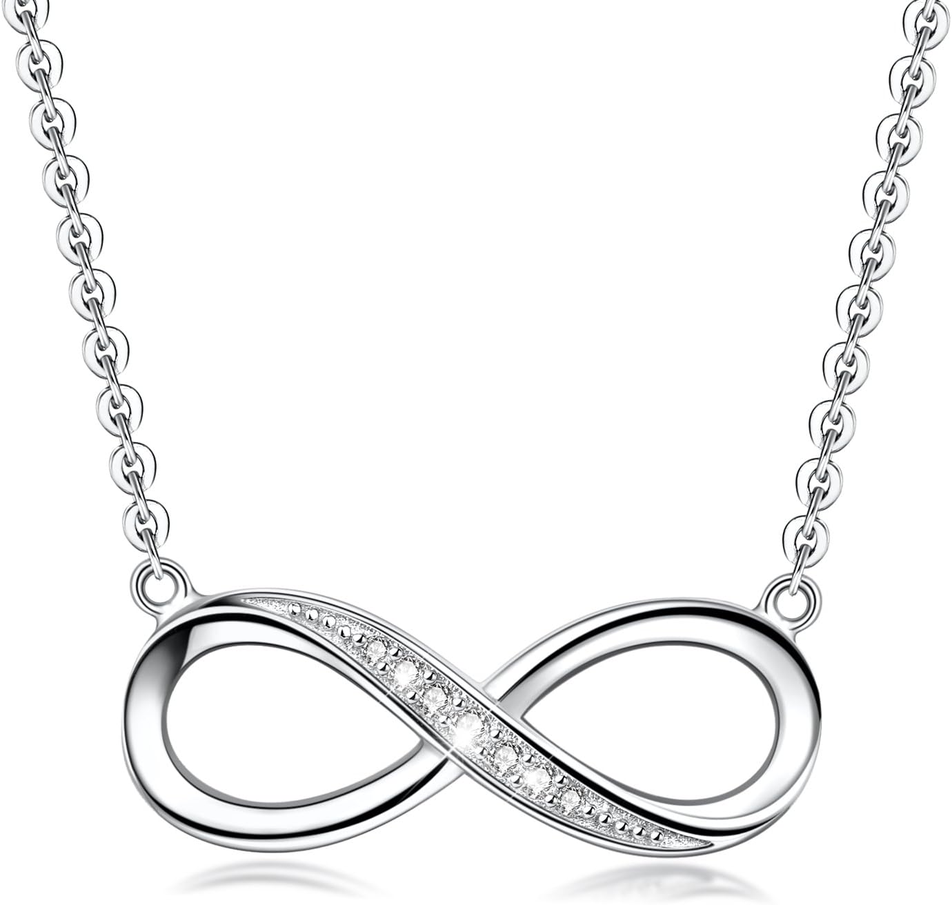 Infinity Pendant Necklace for Women, 925 Sterling Silver Love Heart Necklace Fine Jewelry