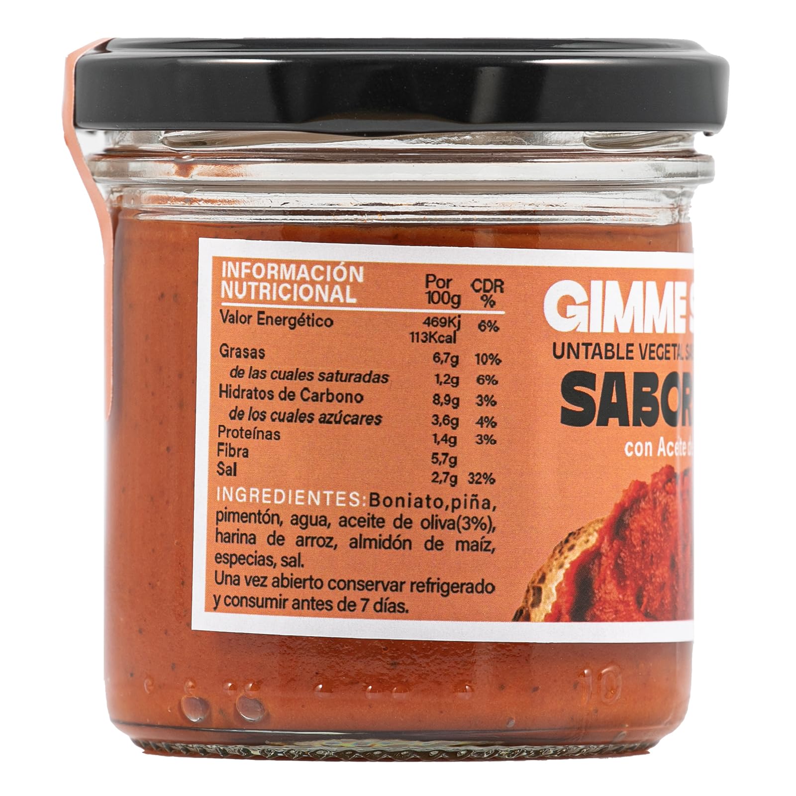 Paté Vegetal Sabor Sobrasada | Untable Vegano Bajo en Calorías con Aceite de Oliva | Sin Alérgenos, Ideal para Deportistas | Gimme Sabor 130g