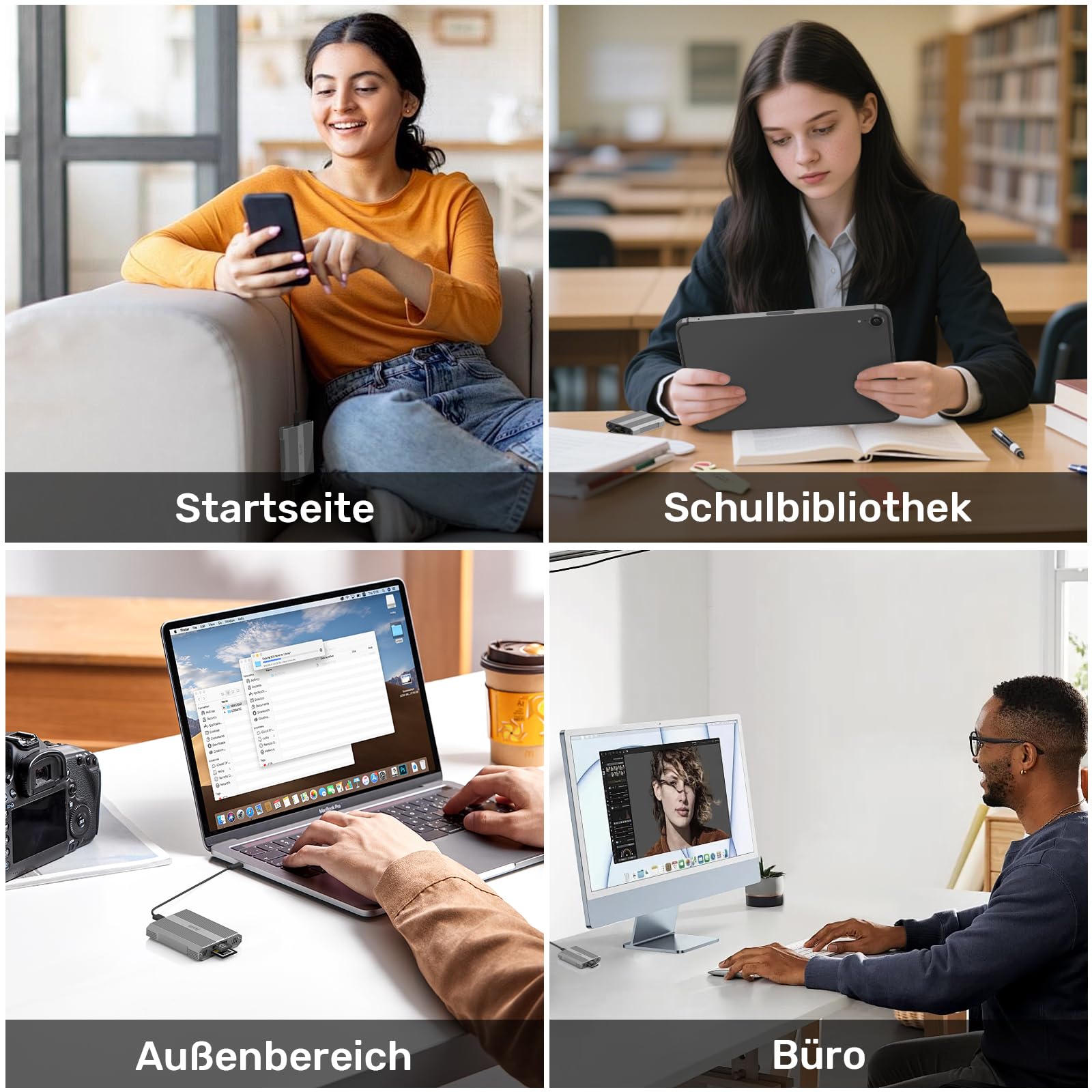 Alxum Kartenleser 10Gbps für CFexpress Typ A & SD4.0 UHS-II Dual-Slot USB-C | Alu-Gehäuse, kompakt & LED-Status Dual-Slot gleichzeitig Ideal für Fotografen & Videografen Windows, Mac, Linux, Android