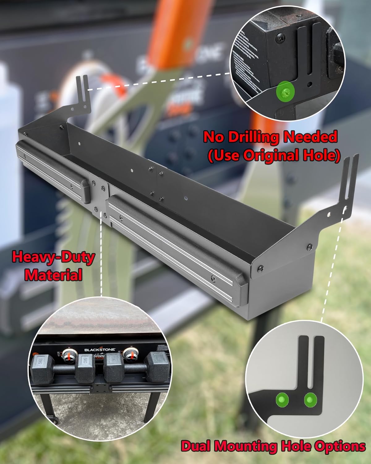 Front Griddle Caddy for Blackstone 28/28XL Inch With Two Magnetic Tool Holders, Large Capacity for Blackstone Griddle Accessories 28 Inches Bottle Storage, Easy Front Access, Black Stone Caddy