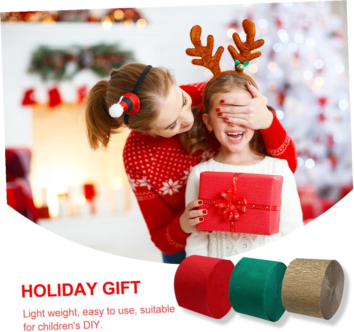 Cabilock 9 Pieces Crepe Paper Roll Set Red Green Gold Decorative Crepe Paper Streamers for Party Crafts DIY Halloween Wall Decorations