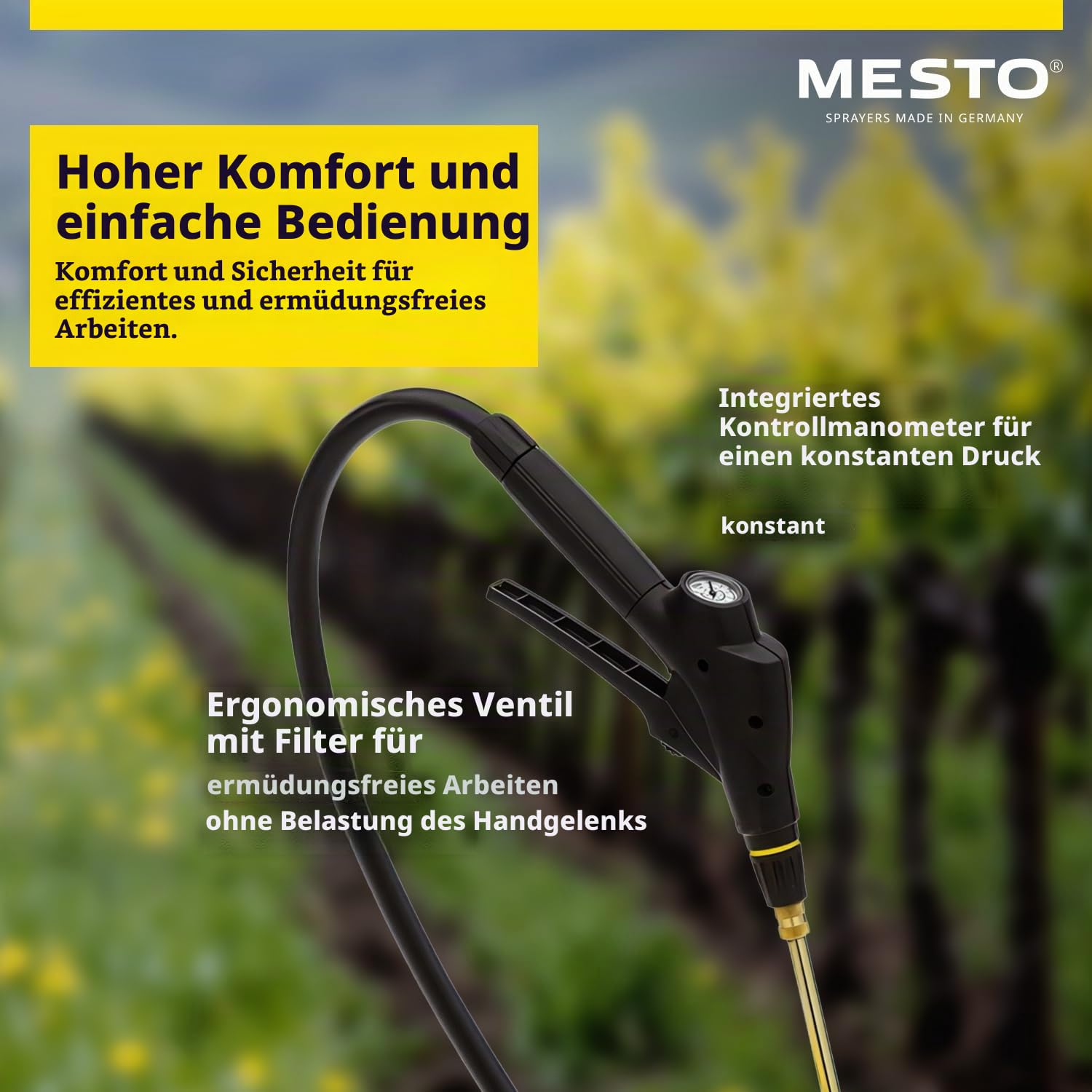 MESTO e.RS185 Akku-Rückenspritze 18 L | Akku Sprühgerät mit 4,8 bar Druck | Elektrischer Drucksprüher | Gartenspritze Akku | Rückensprühgerät
