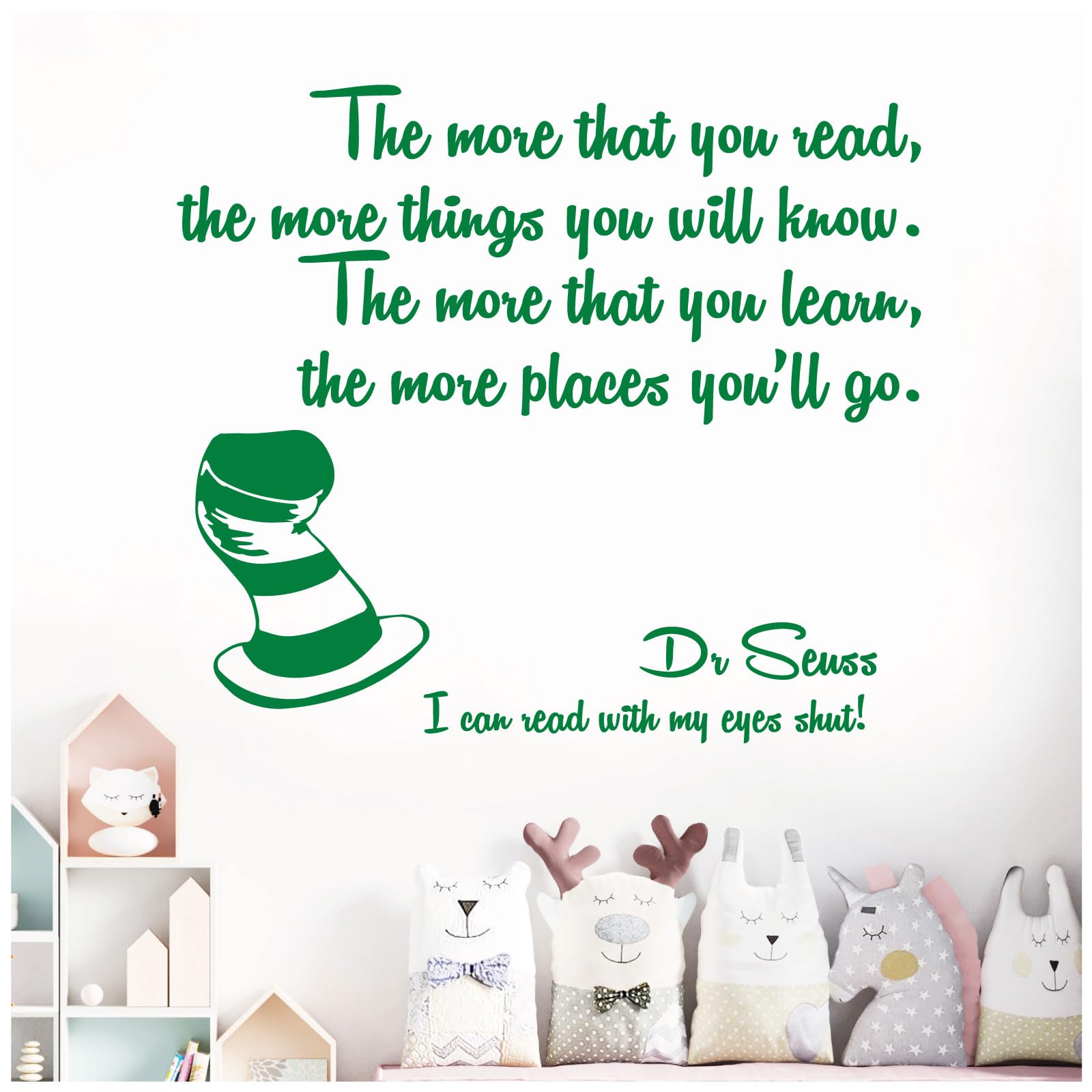 The More that You Read, the More Things You Will Know - Dr Seuss Book Quote Decal Wall Sticker [Large] [Meadow]