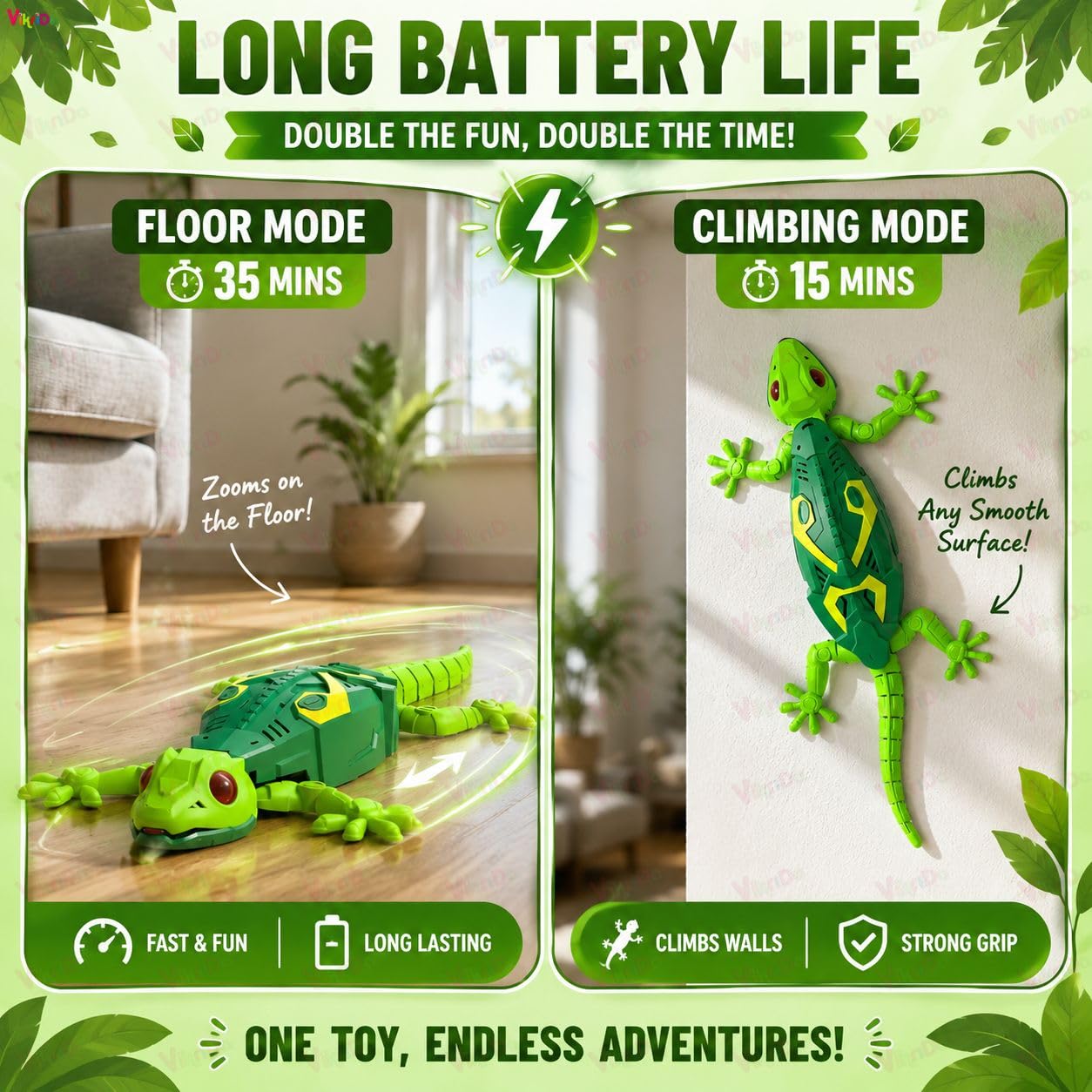 VikriDA Wall Climbing RC Toy with Remote Control, Rechargeable Creepy Crawler Climbs Walls & Ceilings, Glowing Eyes Prank Toy for Kids Boys Girls Birthday Gift (Green) — Amazon image 7