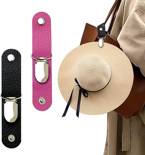 Miniatura 10 de Clip de sombrero para viajes, clip para sombrero para viajes en bolsa, clip de sombrero de cuero sintético, clip multifuncional para sombrero de