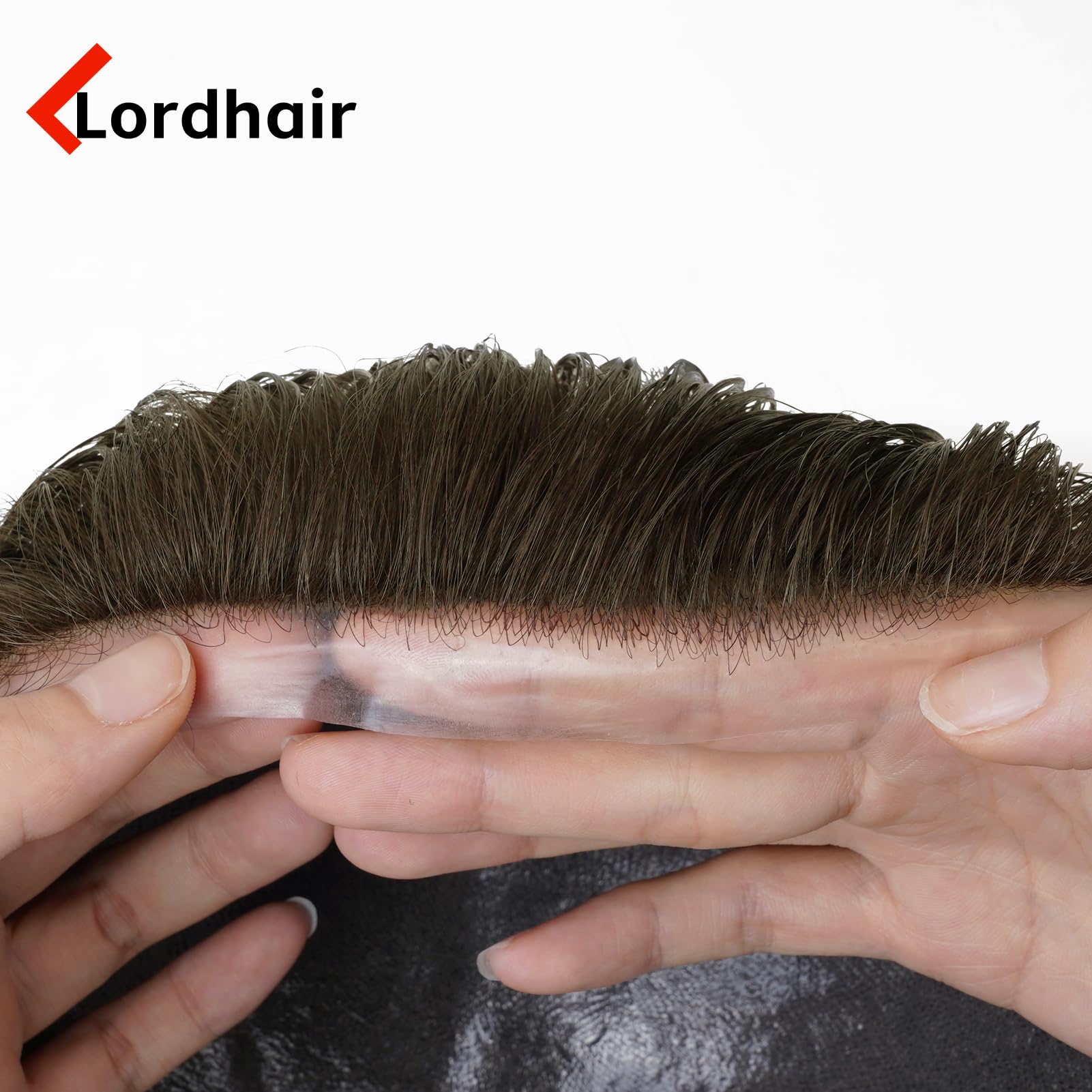 Lordhair Toupee for Men with 100% European human hair 8x10 inch Hairpiece for Men 0.03mm Ultra Thin Skin Hairsystem All V-looped Mens Toupee (Medium Dark Brown #4(ASH)) - Image 4