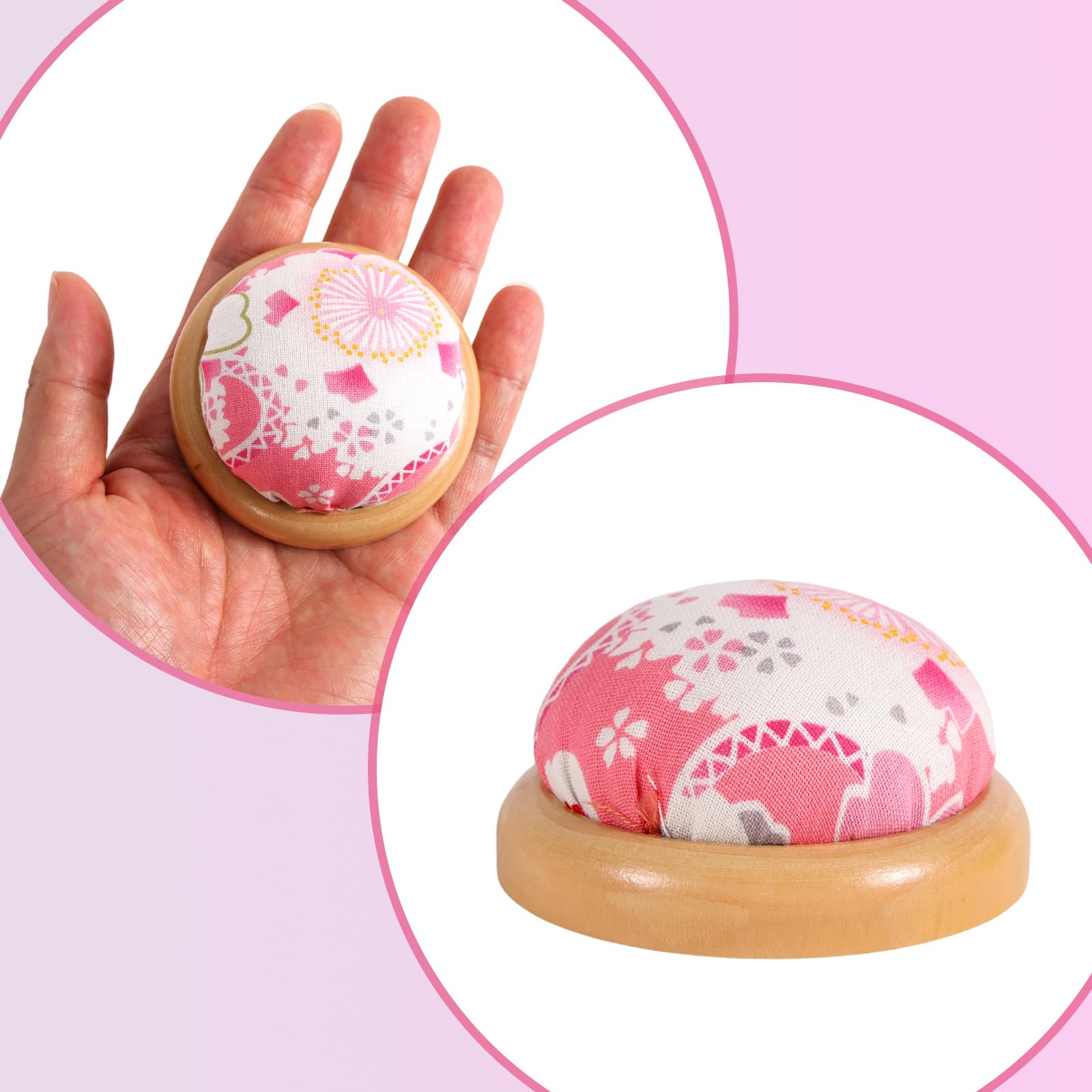 Puntaspilli da Cucito Rotondi con Base in Legno, Accessori Porta Aghi per Quilting