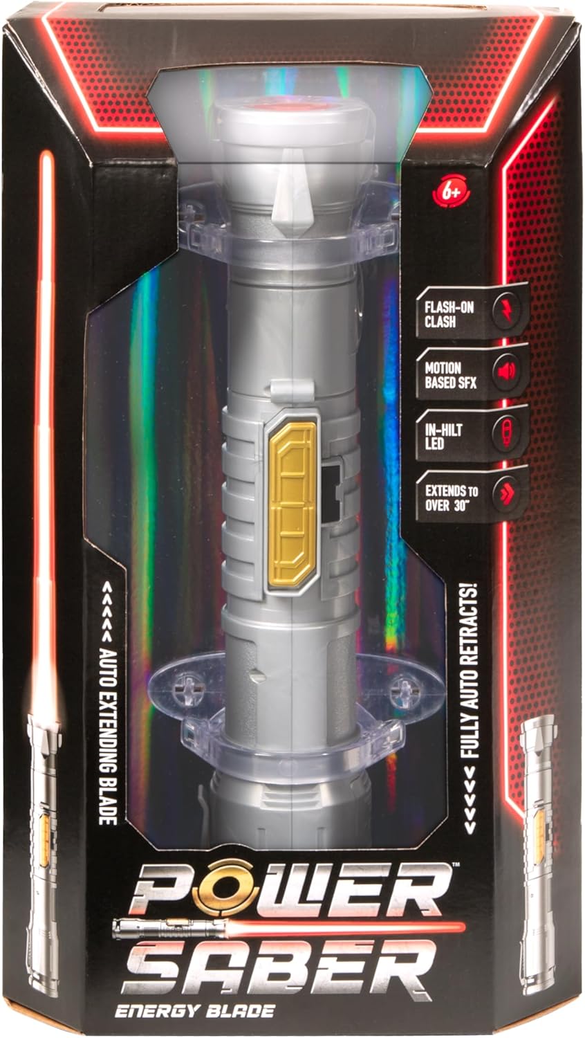 Power Saber Energy Blade Red | First Ever Automatic Saber | Auto Extending & Retracting Saber | Extends 35" (90cm) | Motion Based SFX | Ages 6+ | by Goliath