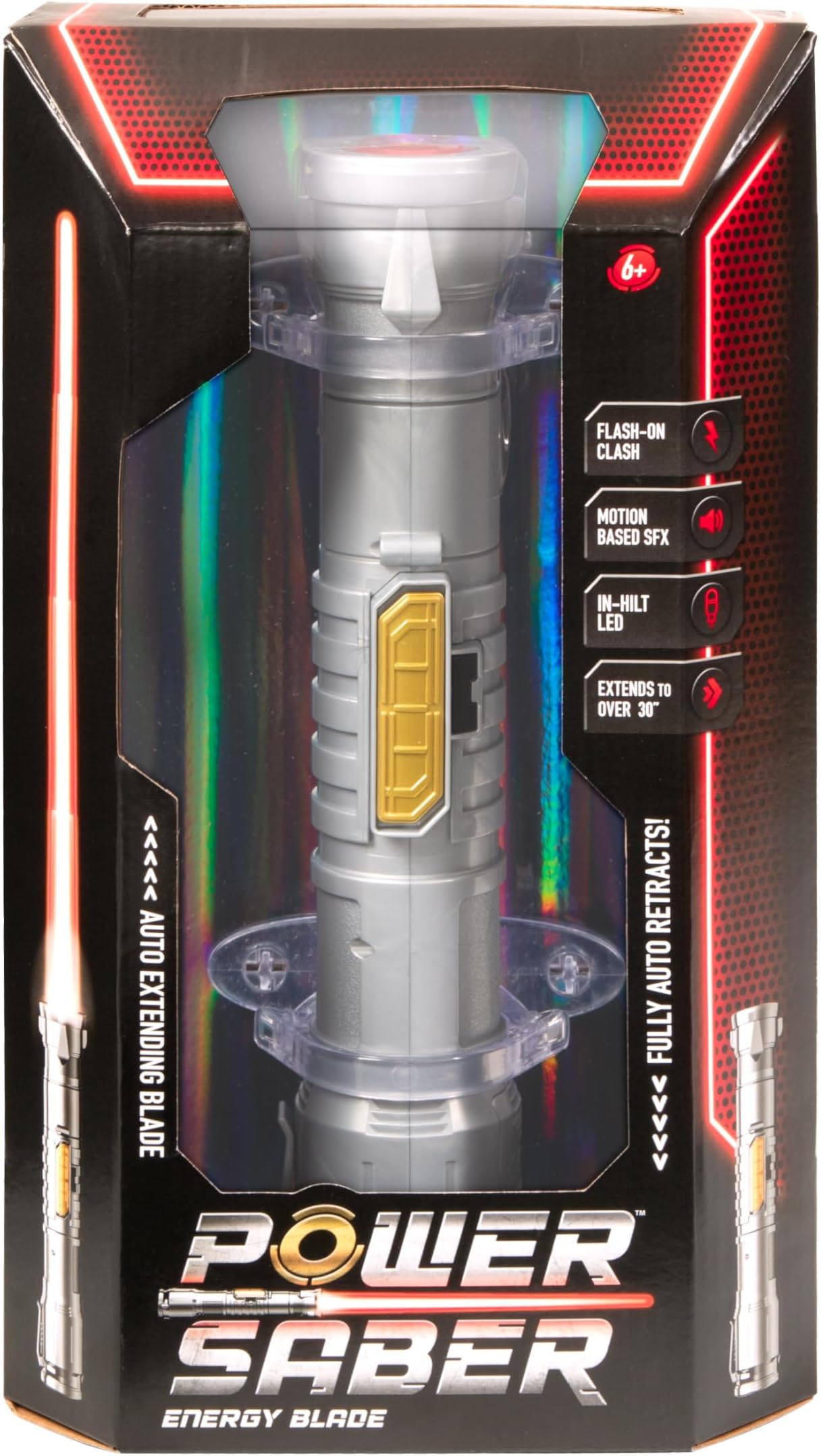 Red | Auto Extending 30" LED Energy Blade | With Motion Based Light and Sound Effects | Recommended Ages 6+