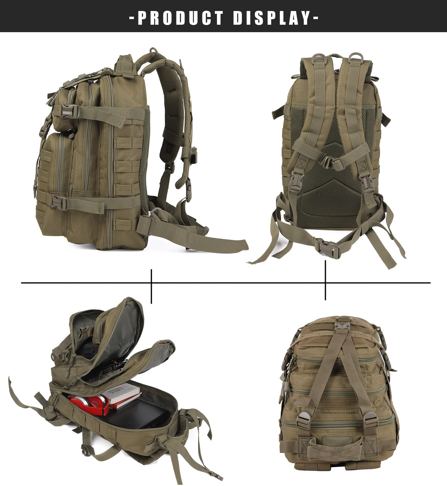 Miramrax Mochila táctica pequeña militar – Mochila de 30 L para hombre, mochila de asalto Molle, bolsa de insectos para senderismo y camping