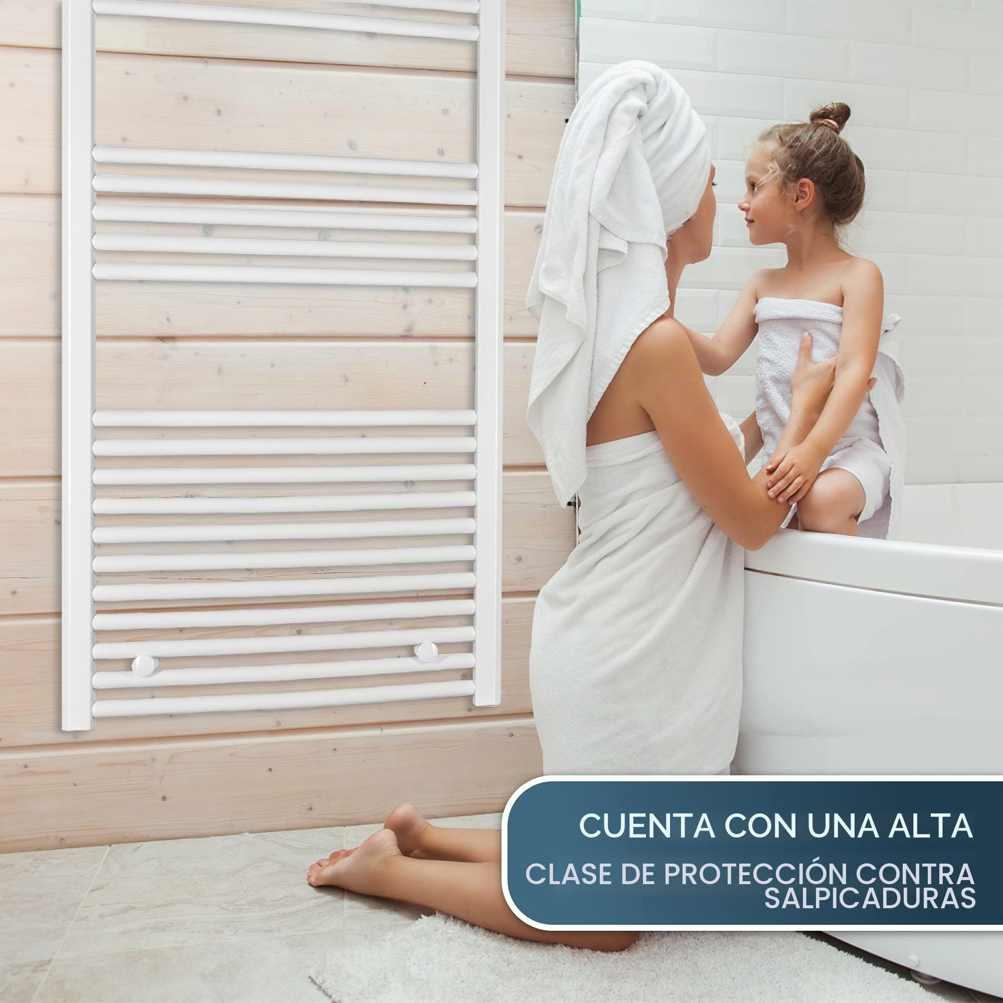 Radiador Toallero Eléctrico "Green " 1175h X 500b, con 4 Timer, Eléctrico Radiador Toallero Blanco Recto, Radiador Toallero Eléctrico, Radiador Toallero Eléctrico, Secador de Toalla