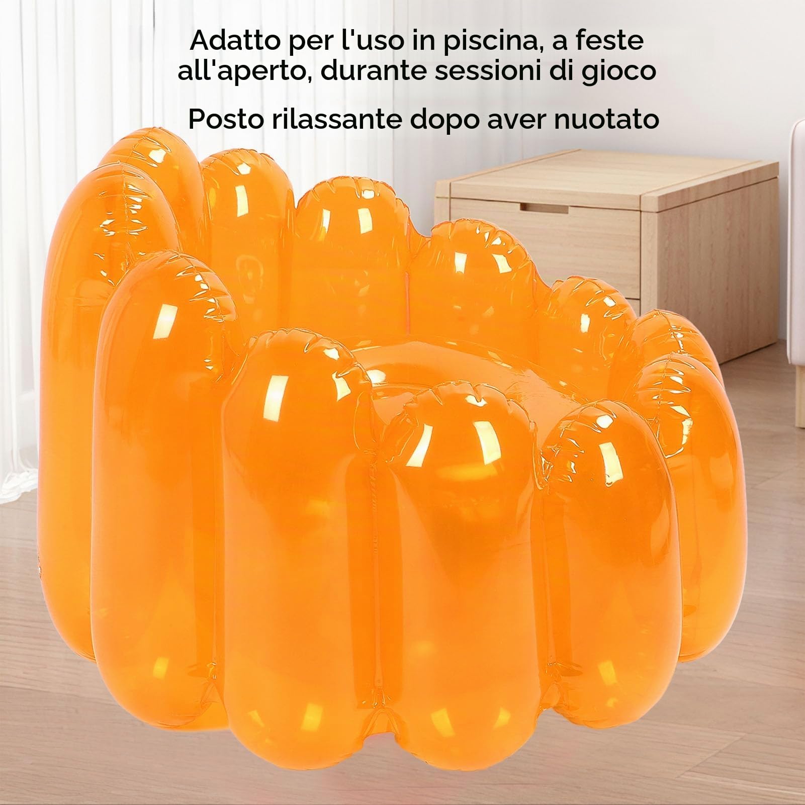 Bewinner Divano Gonfiabile con Ottomana, Divano Gonfiabile per Esterni Portatile, Poltrona Ad Aria Pieghevole, Divano Pigro Gonfiabile per Camere, Campeggio, Casa (ORANGE)