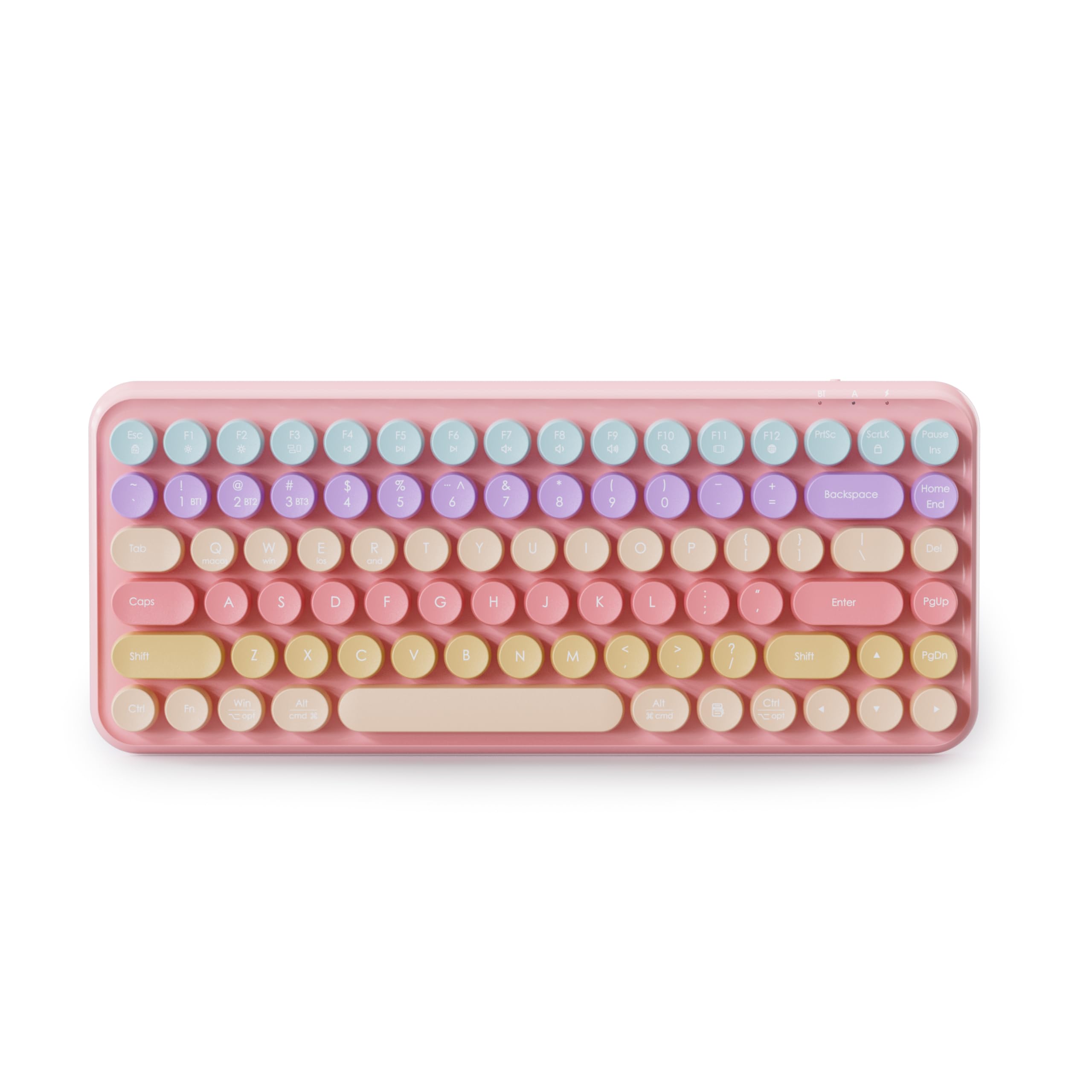Mini Bluetooth Keyboard, 84-Key Retro Typewriter, Wireless Compact Keyboard, Compatible with Windows Laptops, Desktops, Mac, Computer Keyboards,Tablets (Pink Color)-image-34
