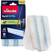 Vileda H2PrO Flat Mop Ricambio | Panno resistente in microfibra | Rimozione dello sporco ostinato | Facile da applicare | Lavabile in lavatrice | Per tutti i pavimenti