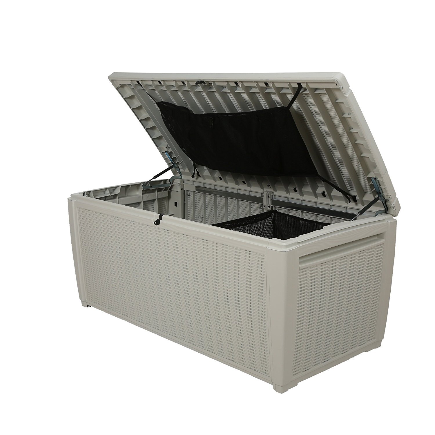 Koll Living Auflagenbox/Kissenbox 511 Liter l 100% Wasserdicht l mit Belüftung dadurch kein übler Geruch/Schimmel l Moderne Rattanoptik l l Deckel belastbar bis 200 KG (2 Personen) - Poolbox
