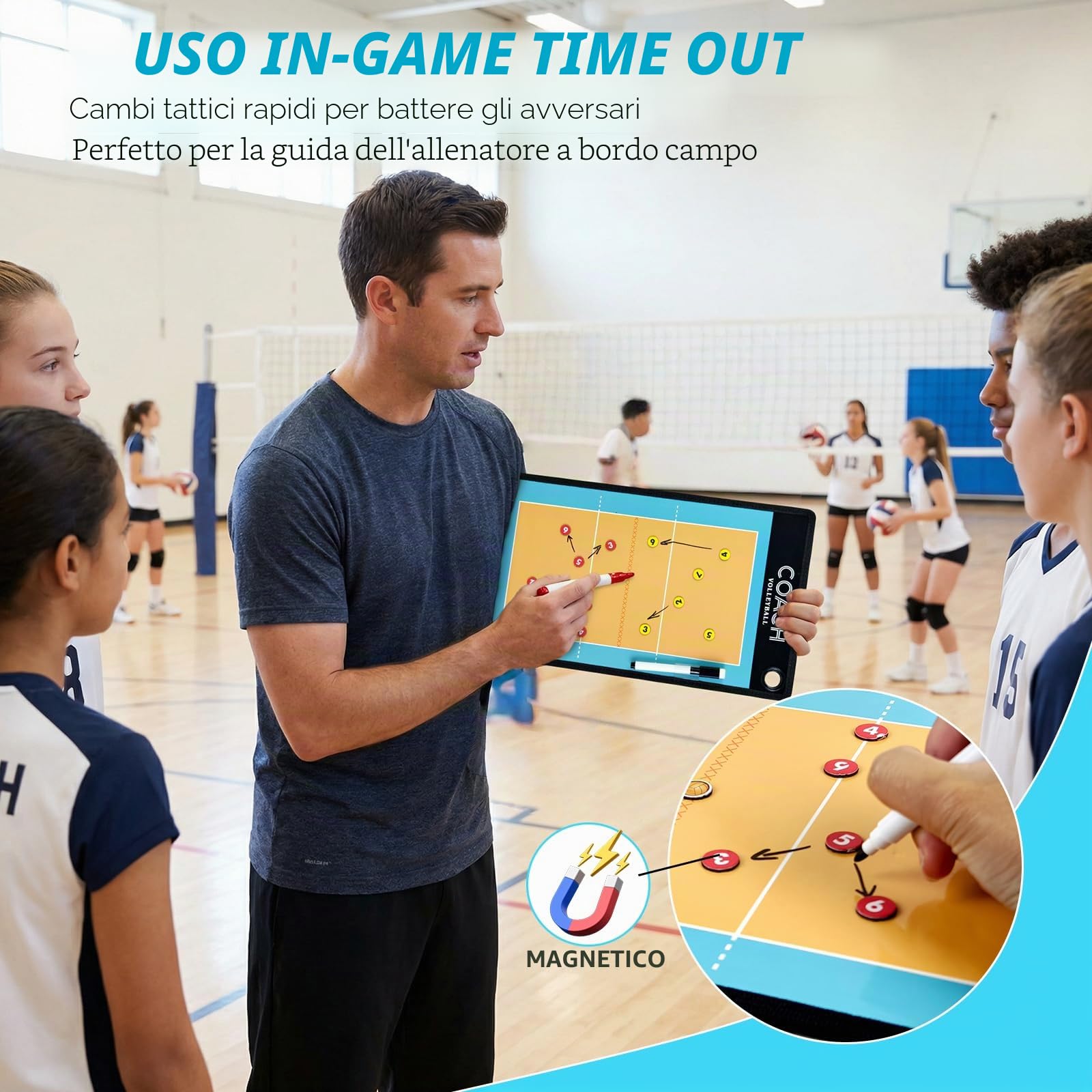 RoseFlower Lavagna Magnetica Pallavolo, Lavagna Coach Pallavolo con Penna Magneti, Lavagna Tattica Pallavolo Volley, Lavagna Volley Lavagnetta Pallavolo