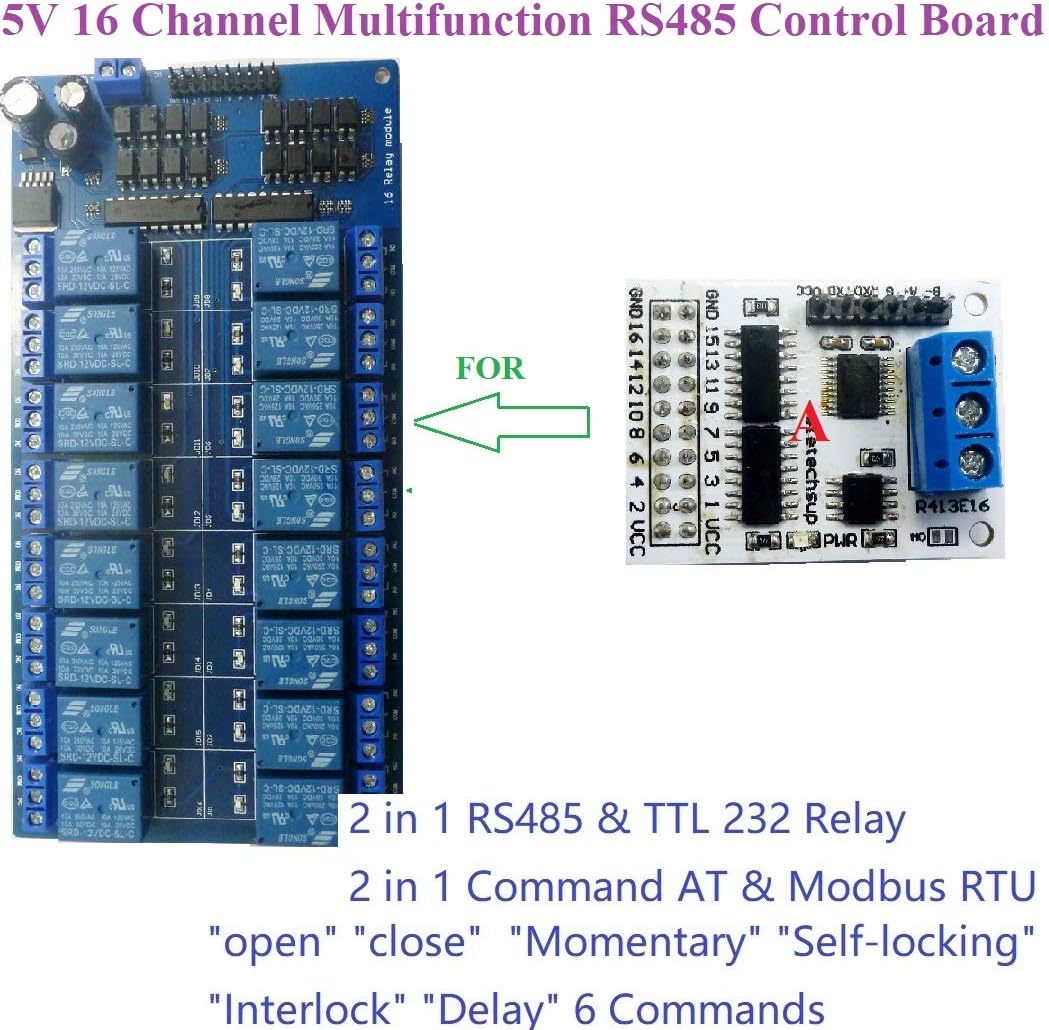 R413E16 connected to a 16-channel relay board