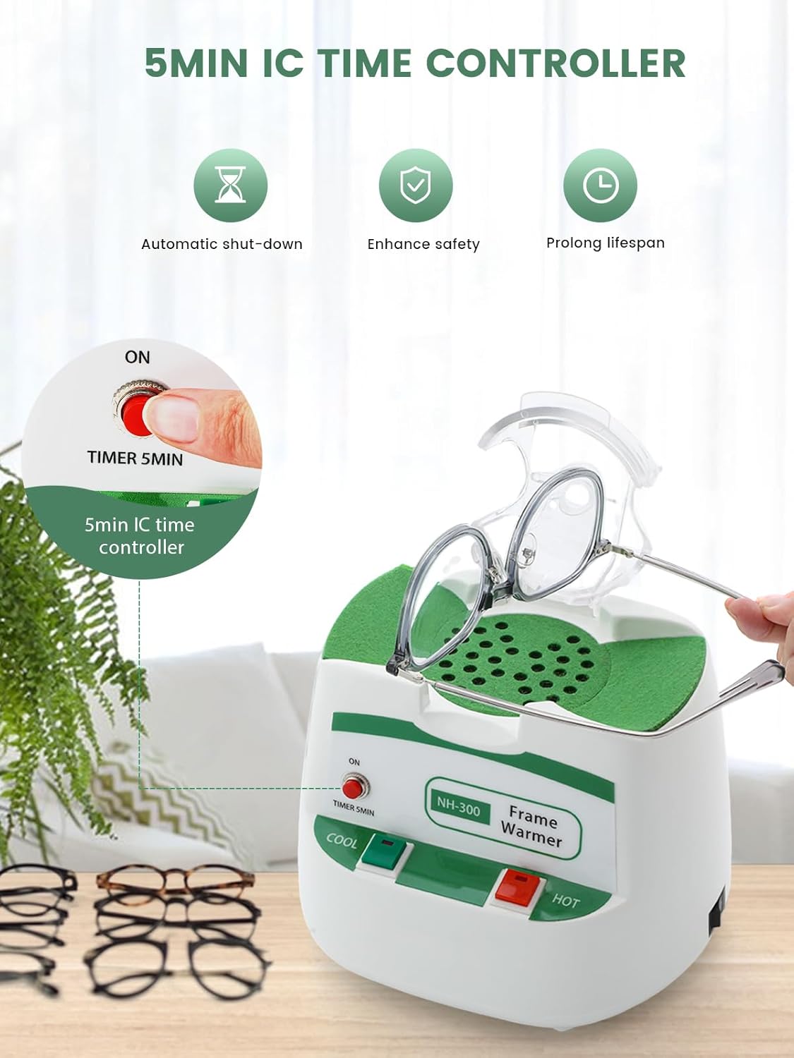 Huanyu Frame Warmer with 4 Settings 140-230℉ Eyeglass Frame Heater with Time Controller Hot Air Frame Adjuster for Resin/Sheets Spectacle Frames CE