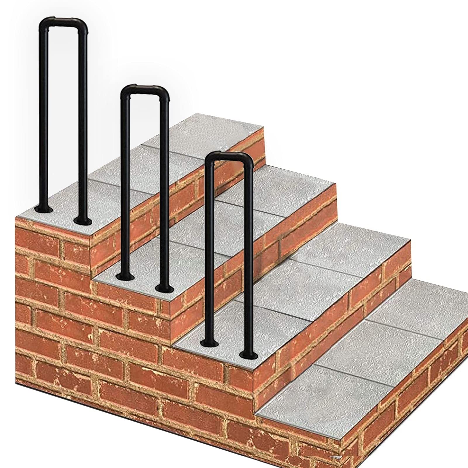 GHFXSCV Transitional Outdoor Stair RailingAdjustable Handrails for Decks Gardens Terraces and BalconiesMatte Black Wrought Iron Picket (35100cm)