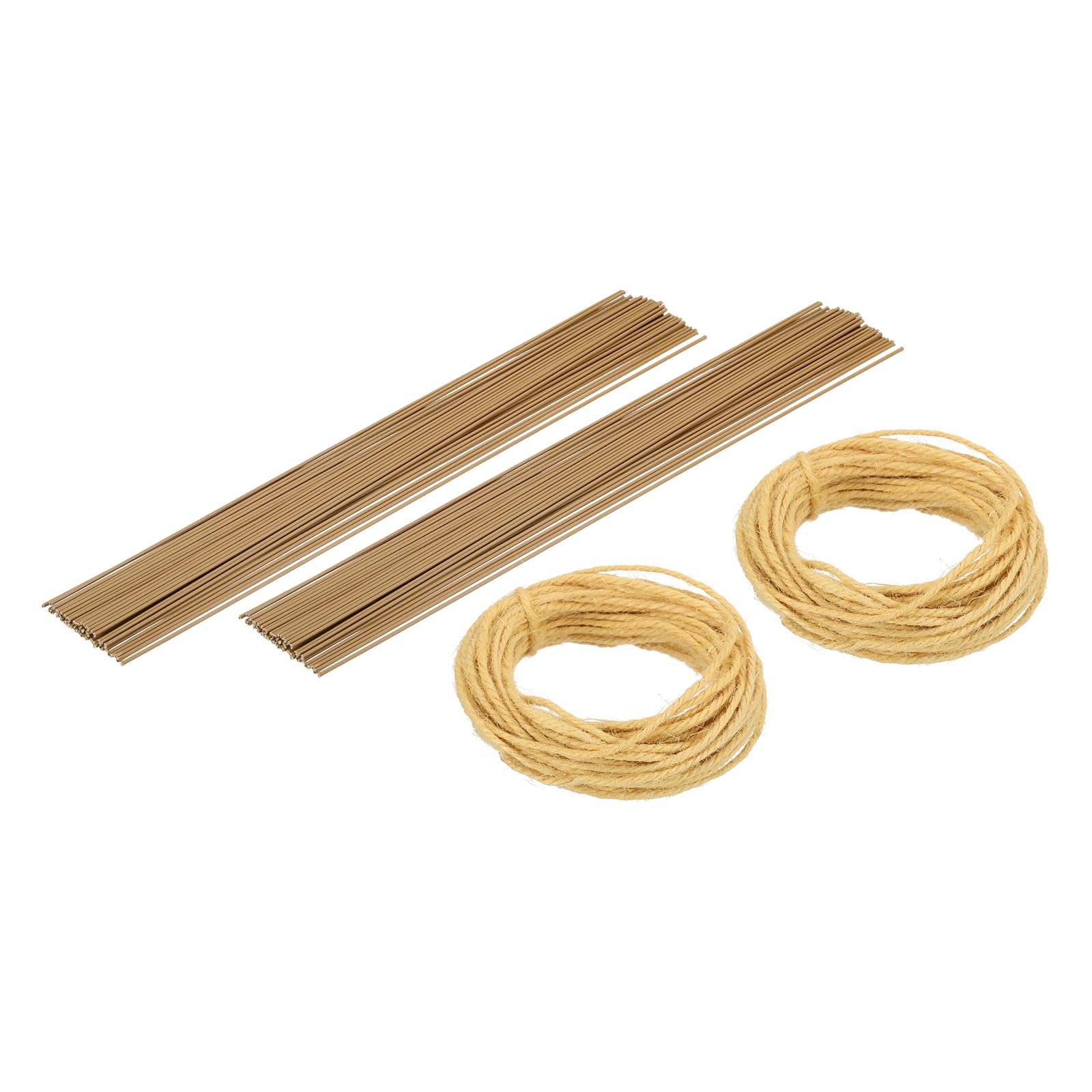 uxcell 100 alambres florales de calibre 2, cables de tallo de flores de 15.75 pulgadas de longitud con cordel de 0.08 pulgadas x 32.8 pies para hacer coronas, arreglos florales, amarillo