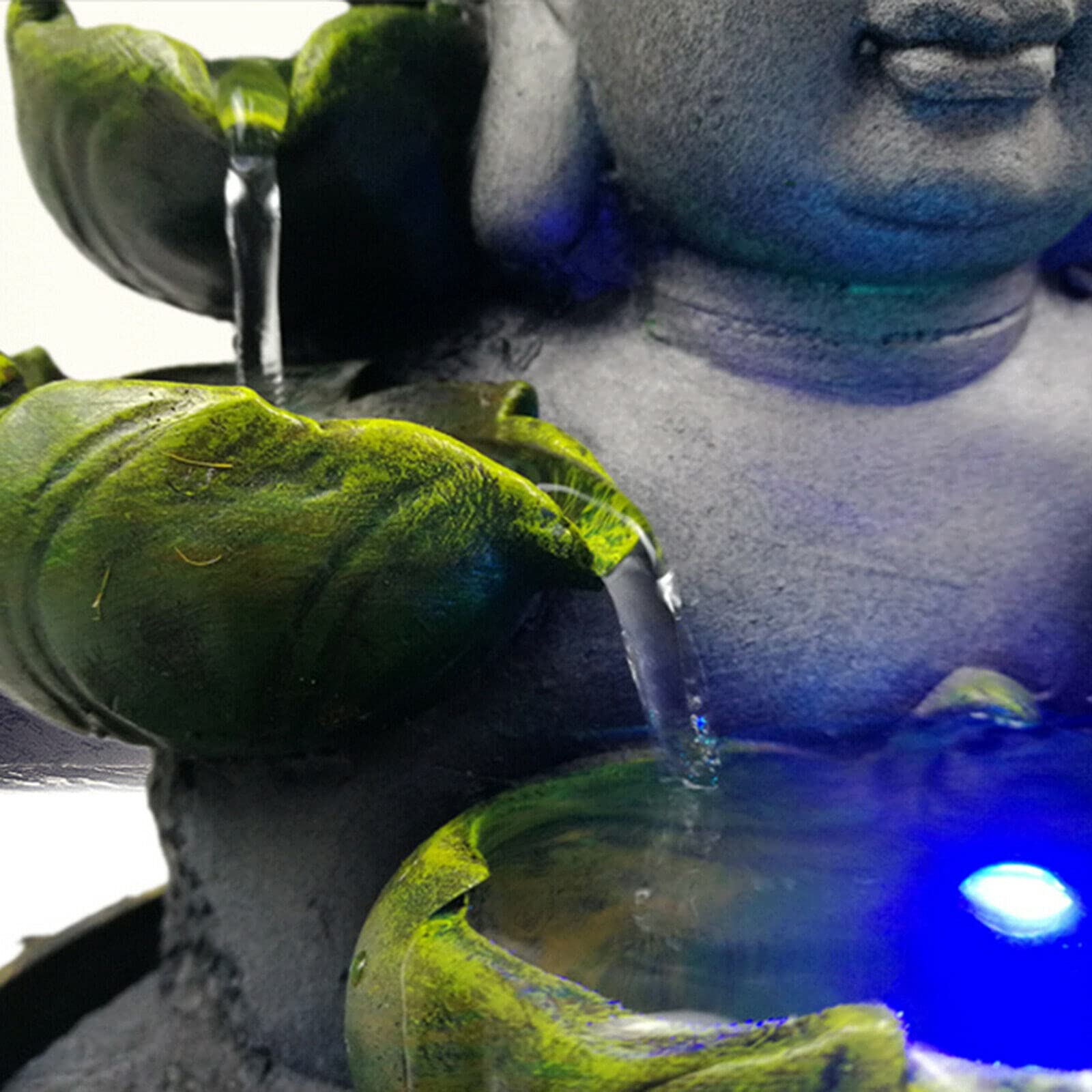 Fontaine d'intérieur Bouddha Décor d'intérieur en résine avec lampe LED 4 couleurs