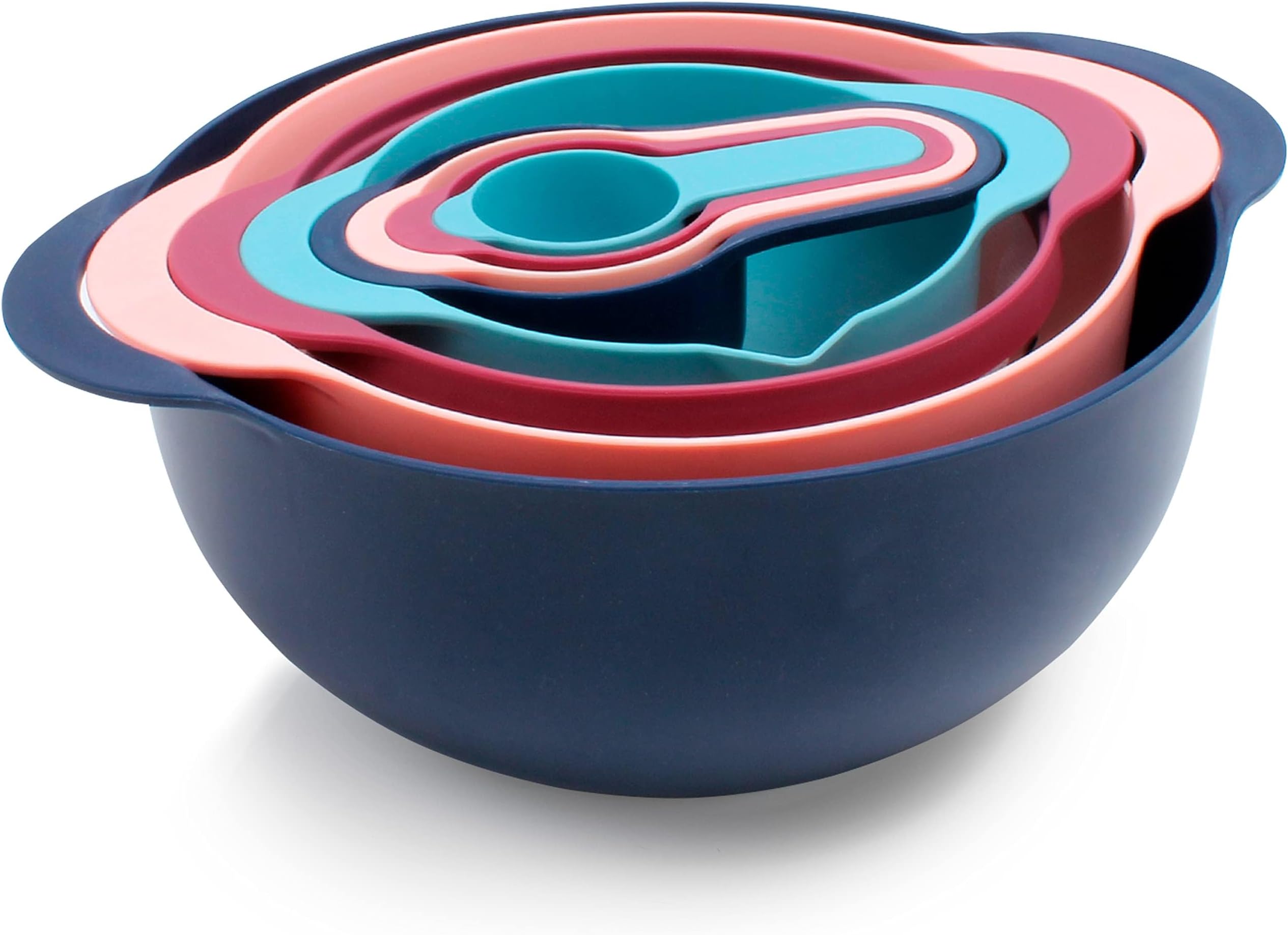 COOK WITH COLOR 8 Piece Nesting Bowls with Measuring Cups Colander and Sifter Set