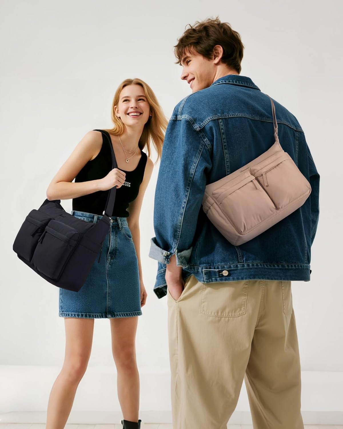 LOVEVOOK Puffy Crossbody Bags for Women Small Hobo Purse and Messenger Handbags Men with Adjustable Strap,Travel & Work - Image 2