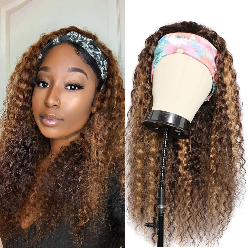 Ombre Headband Wigs Human Hair 4/27 Highlight Curly