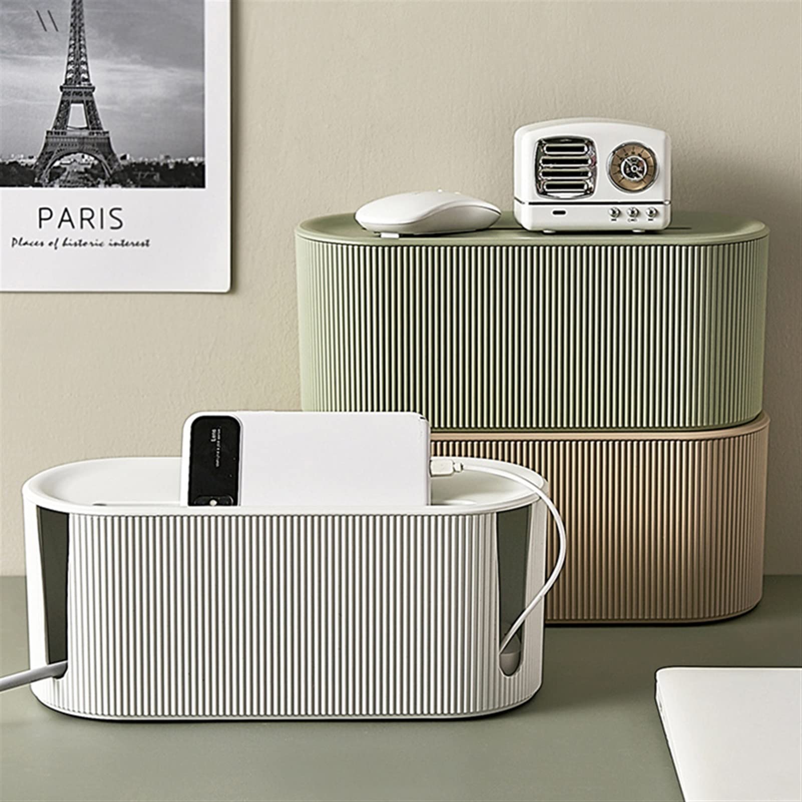 Kabelmanagementbox Kabelaufbewahrungsbox Netzteilplatine Ladegerät-Buchsen-Manager zum Verstecken von Kabeln und Steckdosenleisten Aufbewahrungsbox Home Office Protector Cable Tidy Box (Color : Coff