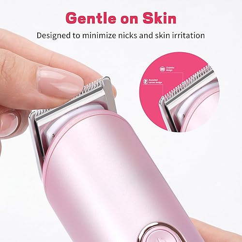 Miniatura 2 de PRITECH Recortadora de bikini para mujer, recortadora de pelo púbico recargable para pieles sensibles, uso húmedo y seco, afeitadora eléctrica sin