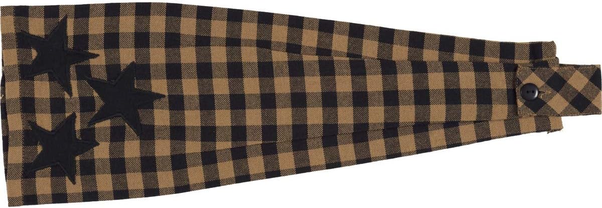 VHC Brands Navy Star Button Loop Kitchen Towel Country Rustic Design, Navy and Tan